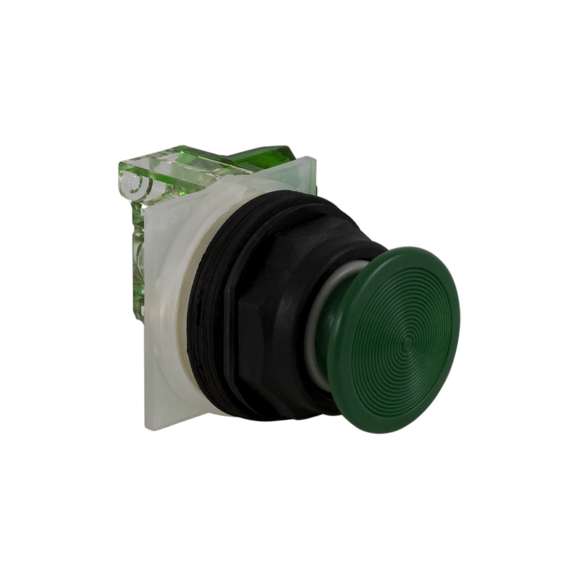 9001SKR4GH5 Harmony Type SK Corrosion-Resistant Dusttight/Oiltight/Watertight Mechanically Interlocked Non-Illuminated Pushbutton, 30 mm, 1NO Contact, Slow Break Contact, Green