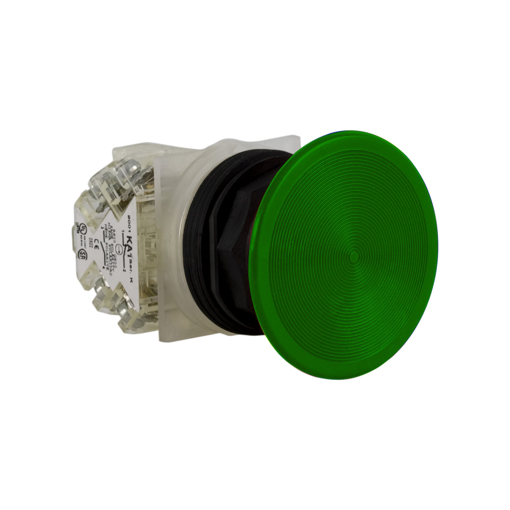 9001SKR5GH5 Harmony Type SK Corrosion-Resistant Dusttight/Oiltight/Watertight Mechanically Interlocked Non-Illuminated Pushbutton, 30 mm, 1NO Contact, Slow Break Contact, Green