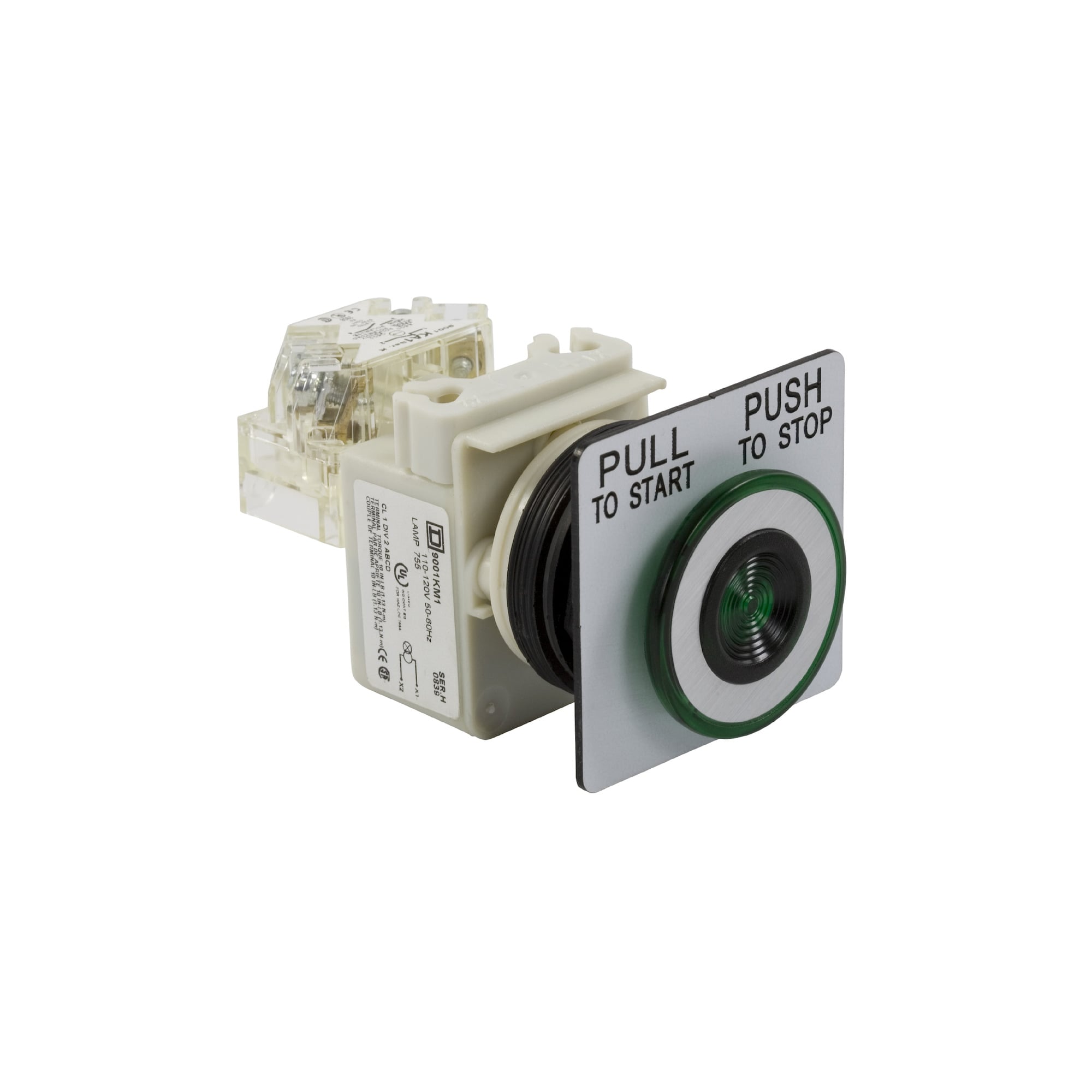 9001SKR9P1GH13 Harmony Type SK Corrosion-Resistant Dust Tight Watertight Oiltight Illuminated Pushbutton, 30 mm, 1CO Contact, Mushroom Head Operator, Green