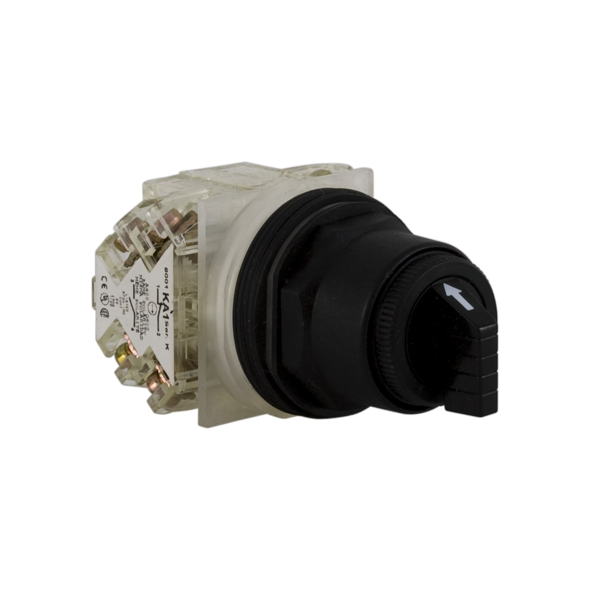 9001SKS42BH2 Harmony Type SK Corrosion-Resistant Dusttight/Oiltight/Watertight Heavy Duty Round Non-Illuminated Selector Switch, 30 mm, 2NO-2NC Contact, Slow Break Contact, Knob Operator, Black