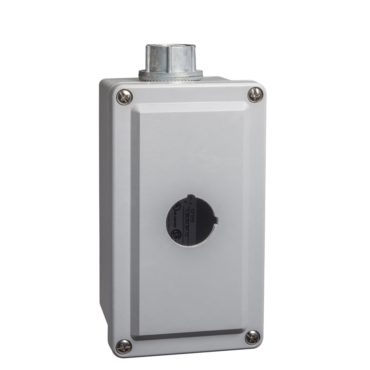 9001SKY1 Harmony 1-Cutout Corrosion-Resistant Dusttight/Oiltight/Watertight Empty Control Station Enclosure, For Use With 30 mm Control and Signaling Unit, NEMA 1/12/13/3/4/4X NEMA Rating, -25 to 70 deg C, Plastic, Gray