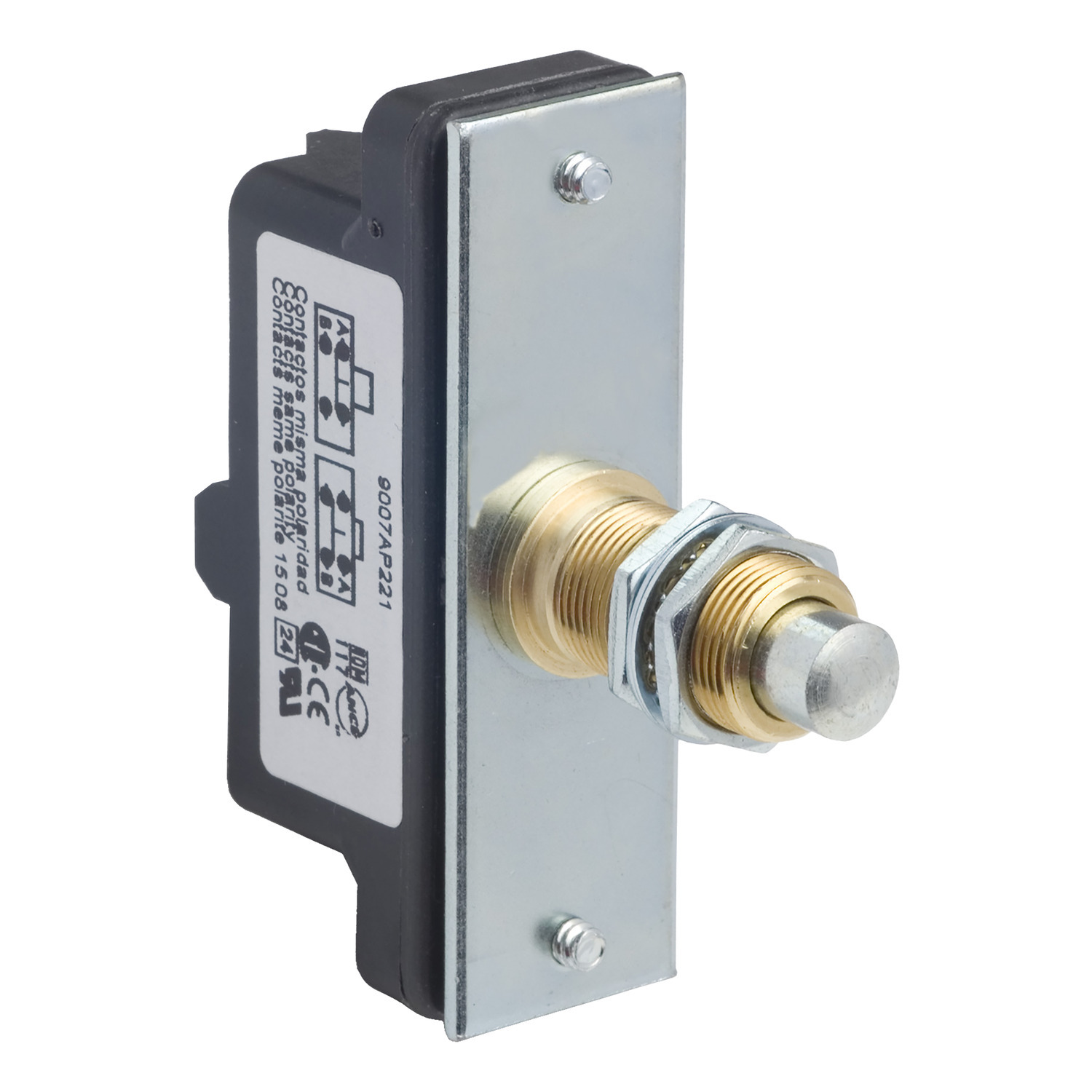 9007AP221 9007AO/CO Heavy Duty Snap Switch, 120/240/480/600 VAC, 125/250/600 VDC, 0.02/0.2/0.5/5/6/10/15 A, Spring Return Plunger Actuator, 1CO 1 Form Z SPDT-DB Contact, 1 Poles
