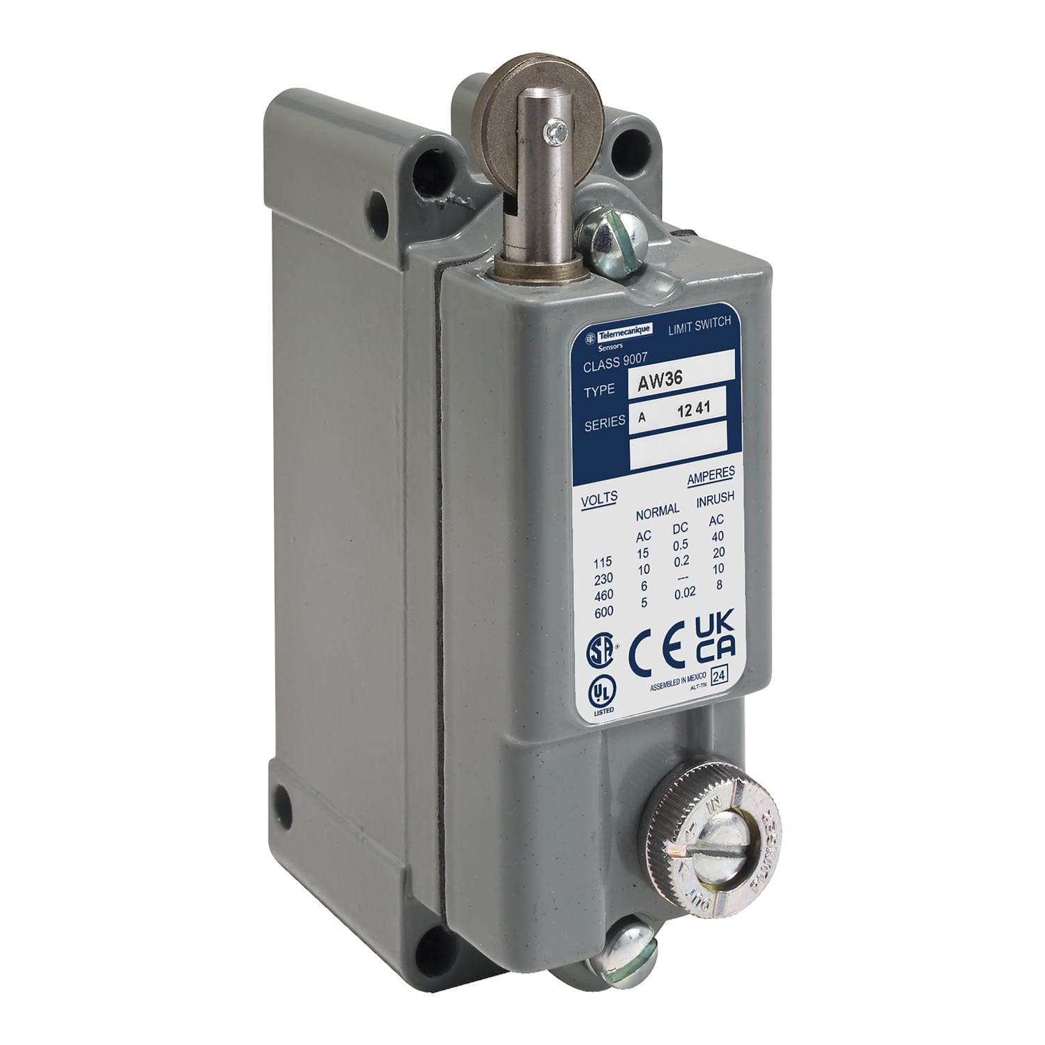 Limit switch, 9007, 600 VAC 10amp aw +options