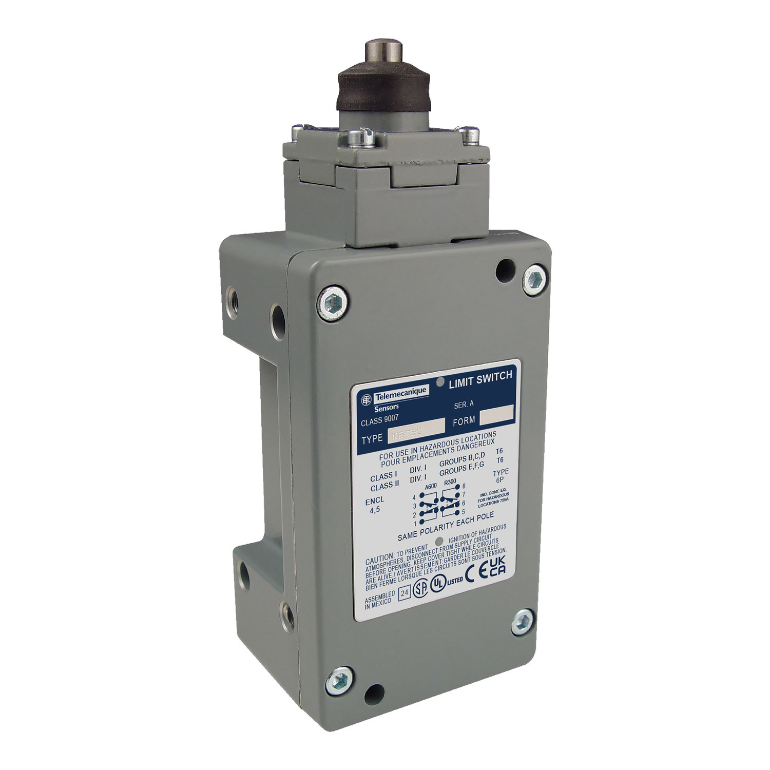 9007BA5 Osisense Heavy Duty Rotary Limit Switch Lever Arm With Standard Roller, 1.38 in L, Iron Roller, Cast Zinc