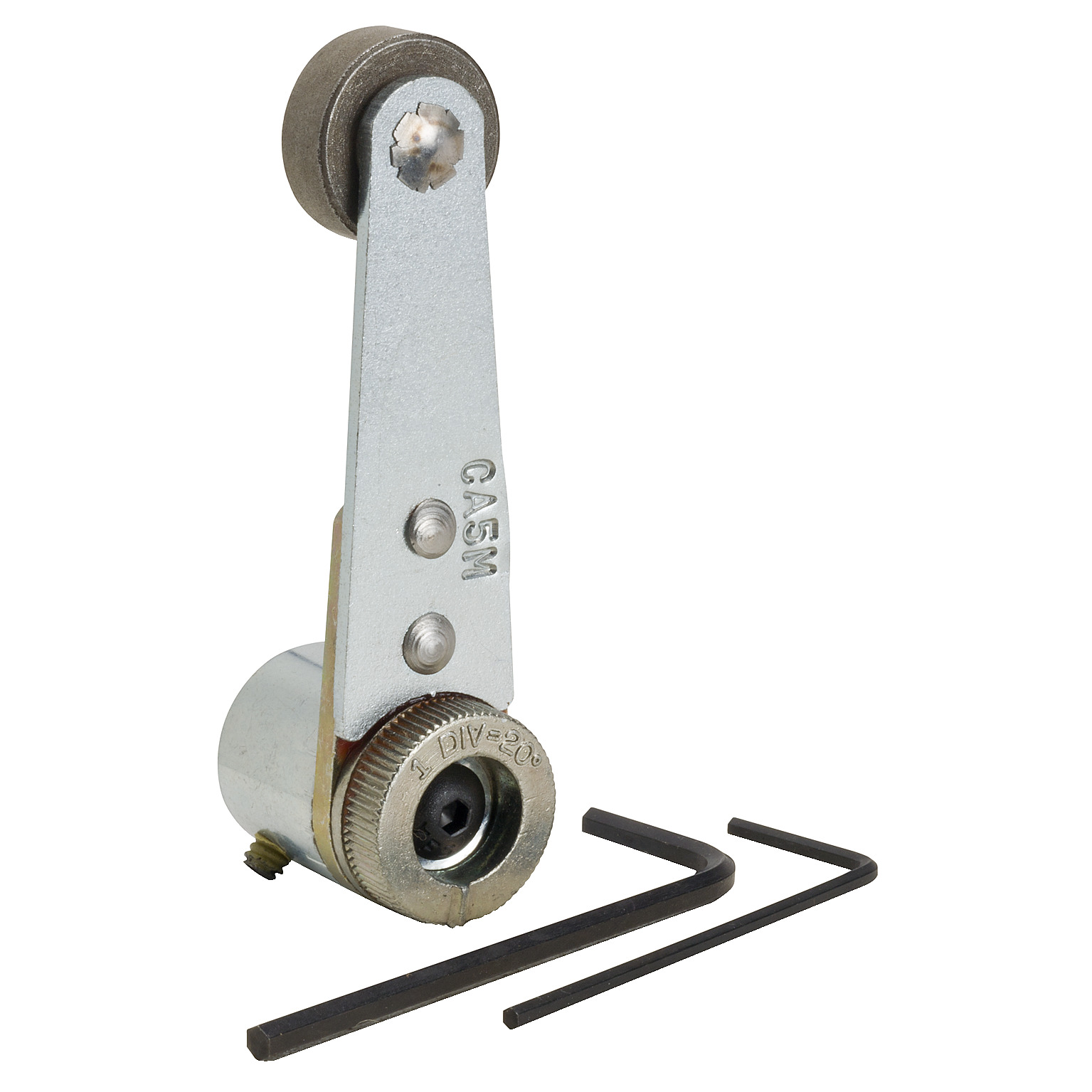 9007BA5M Osisense Heavy Duty 360 deg Angular Adjustable Lever Arm, 1.38 in L, Steel Roller, Cast Zinc