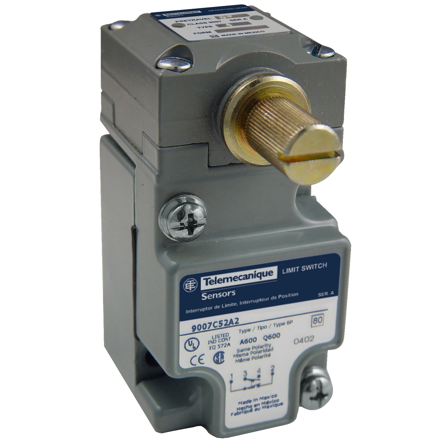 NEMA limit switch, 9007C, maintained contact rotary lever arm head