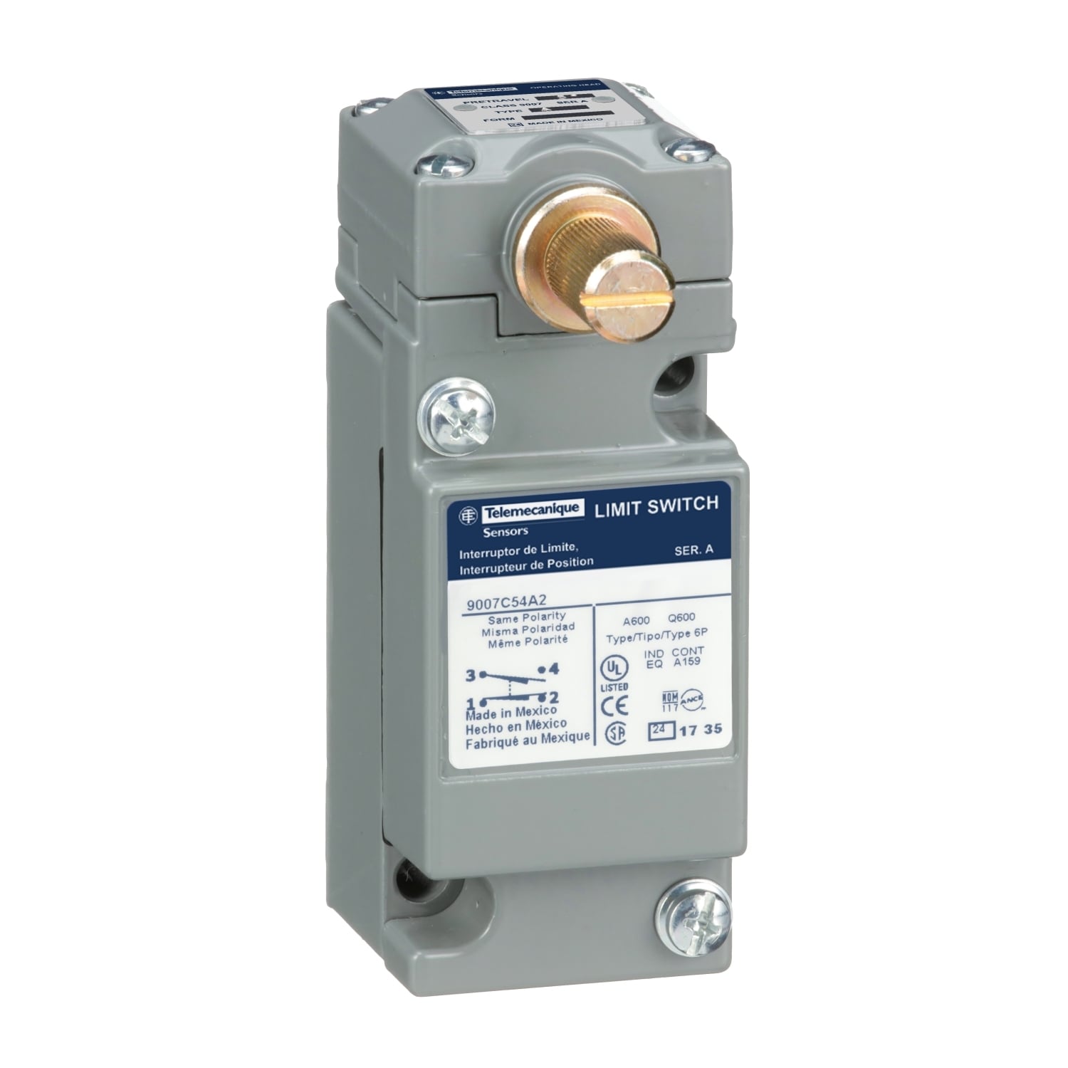 9007C54A2 Standard Rotary Actuated Limit Switch, 600 V AC/DC, 10