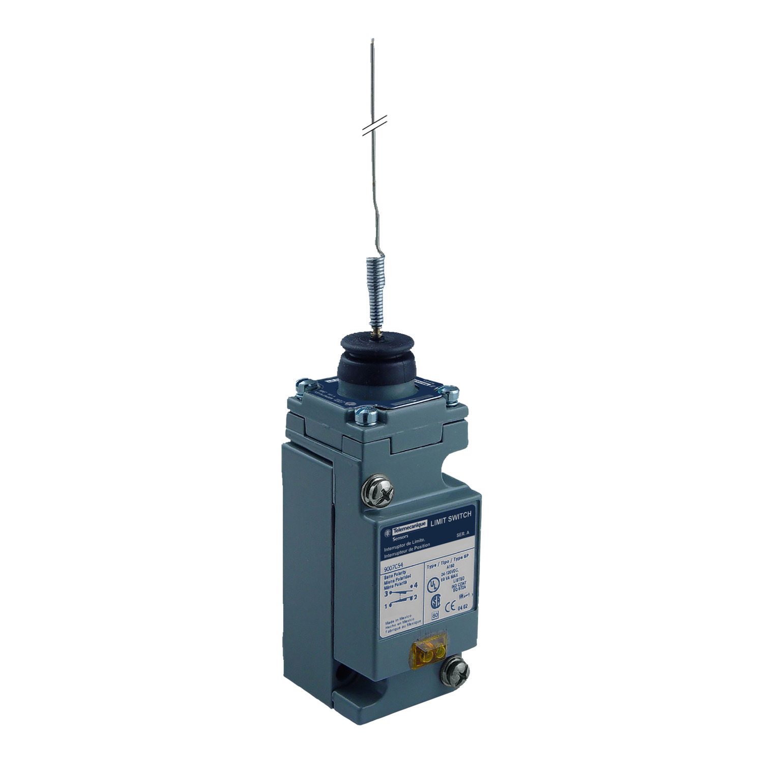 9007C54L Heavy Duty Multi-Directional Head Limit Switch, 600 V AC, 10 A, Wobble Stick Actuator, 1CO SPDT-DB Contact, 1 Poles