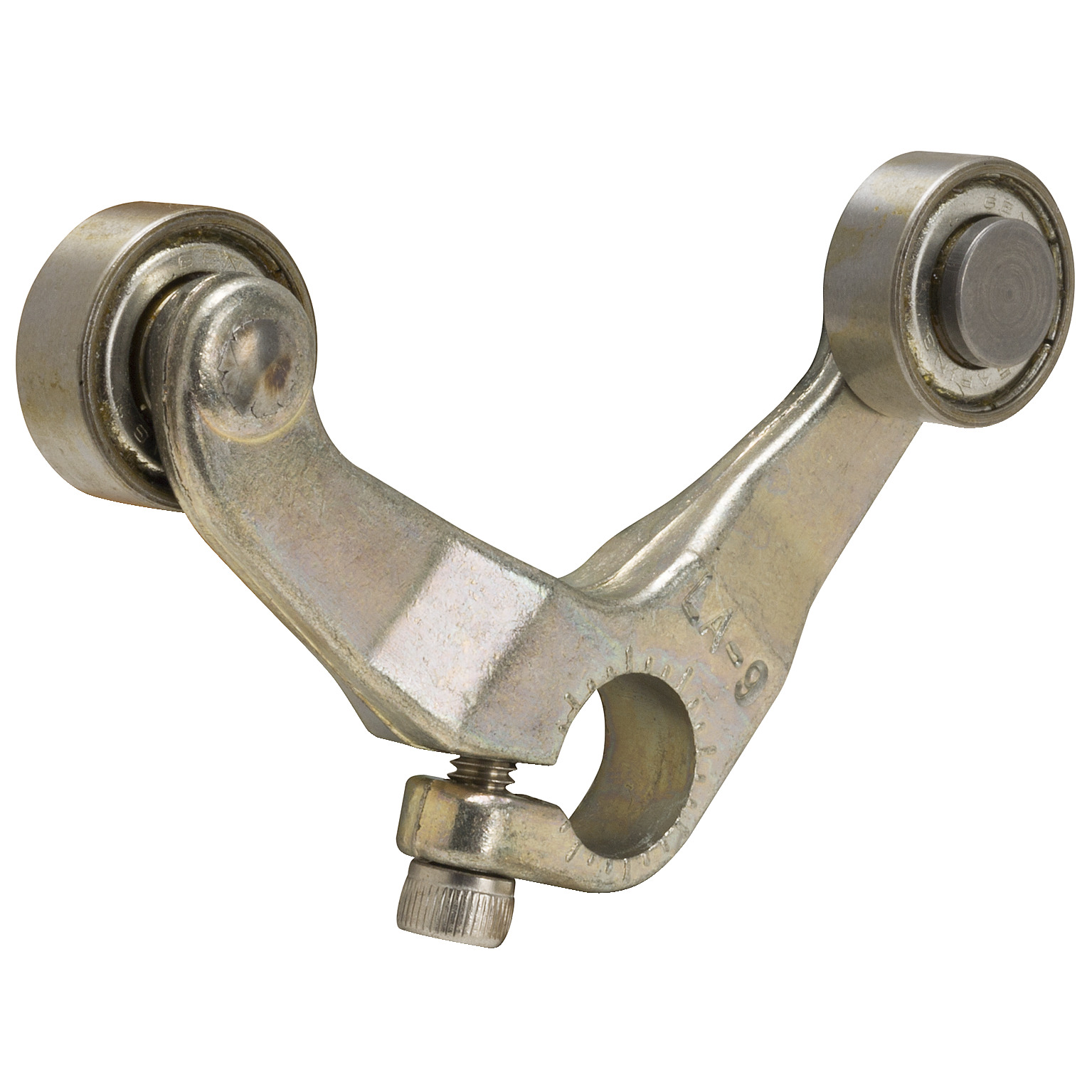 9007LA9 90 deg Forked Stay Put Roller Lever, 1-1/2 in L, Steel Roller, Cast Zinc Arm