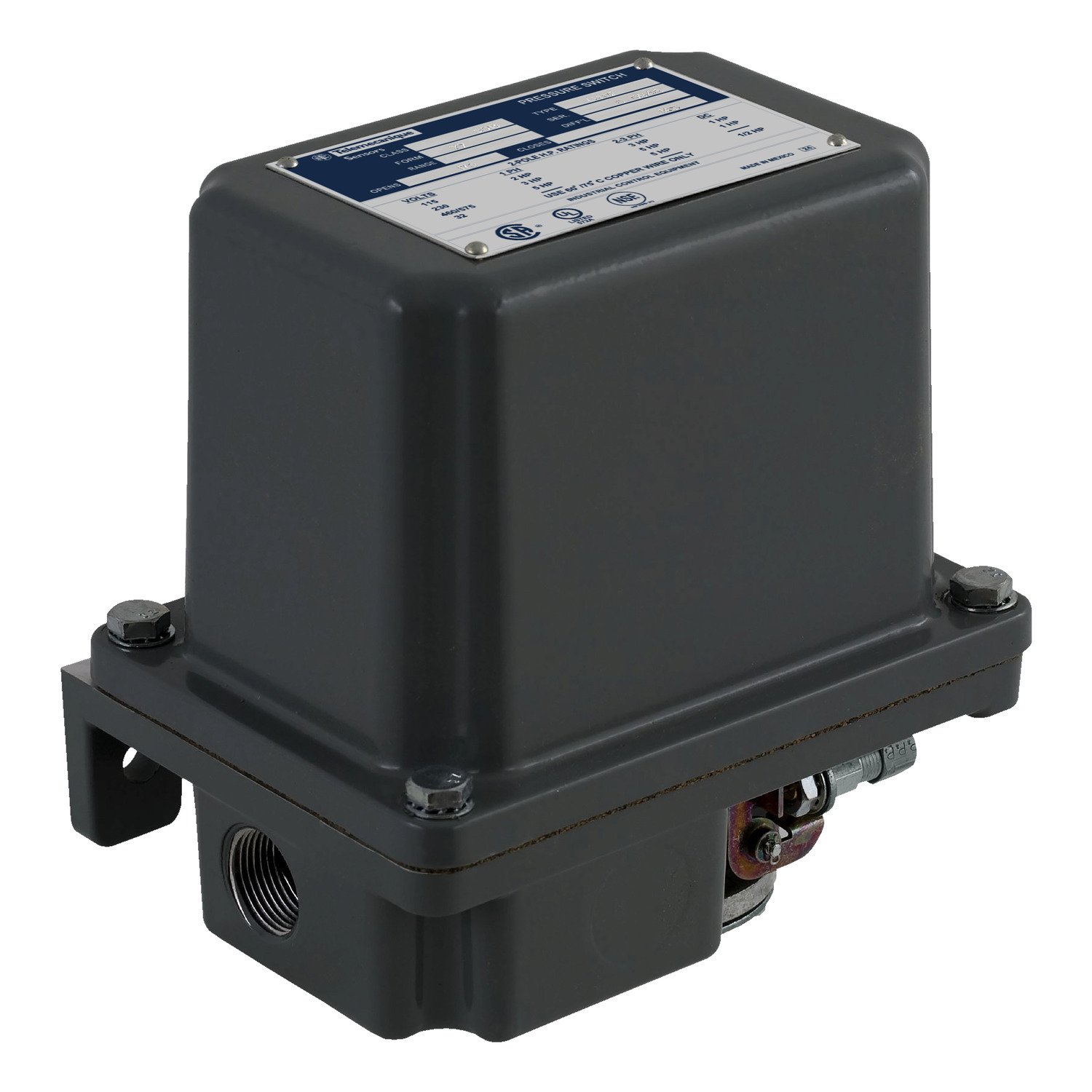 9013GHW5J99X Pumptrol Type G Electromechanical Pressure Switch, 30 to 190 psig Pressure, 2NC DPST-DB Contact, Screw Clamp Connection