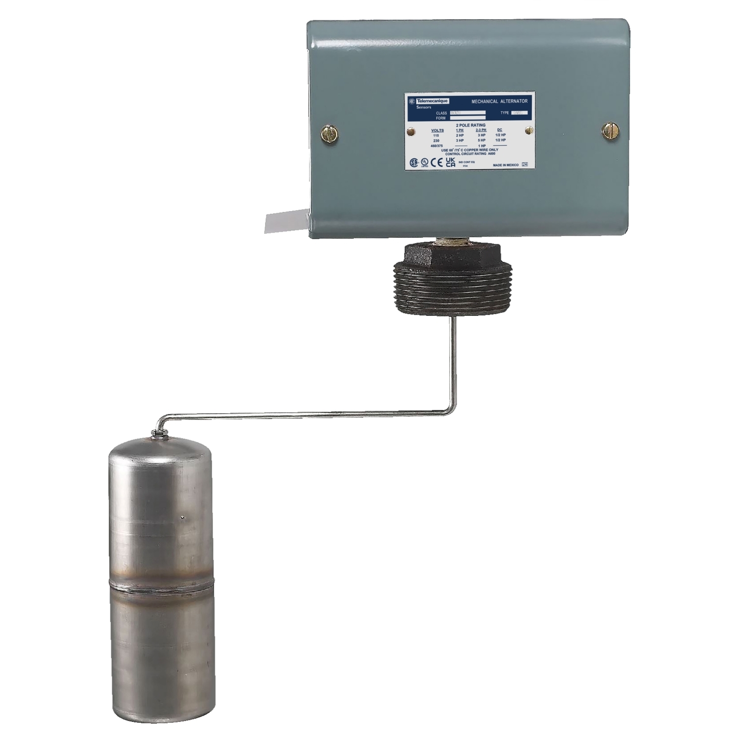 Mechanical alternator,  Pumptrol, mech closed tank, NEMA 1, screw in bushing, 4 NC DPST DB contacts