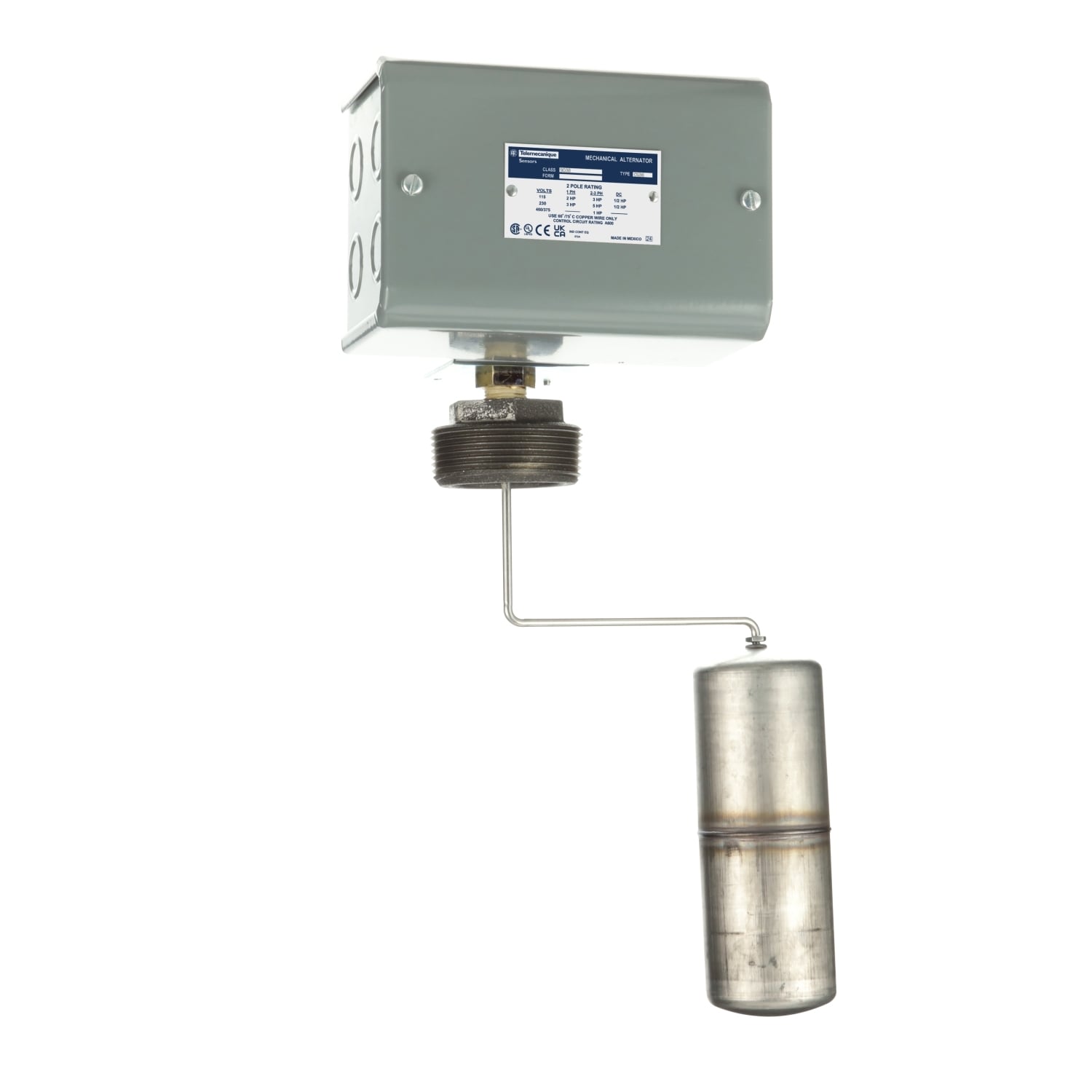 9038CG36 Type C Adjustable Closed Tank Mechanical Alternator Float Switch, 575 V AC Input, -22 to 220 deg F
