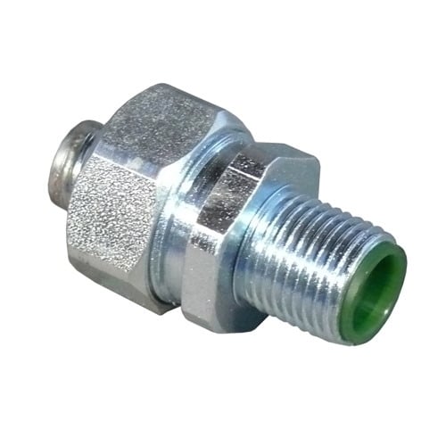 ISO7525-STB Conduit Connector With Green Nylon Insulated Throat, 3/4 in Trade, Straight, Steel, Zinc Electroplated