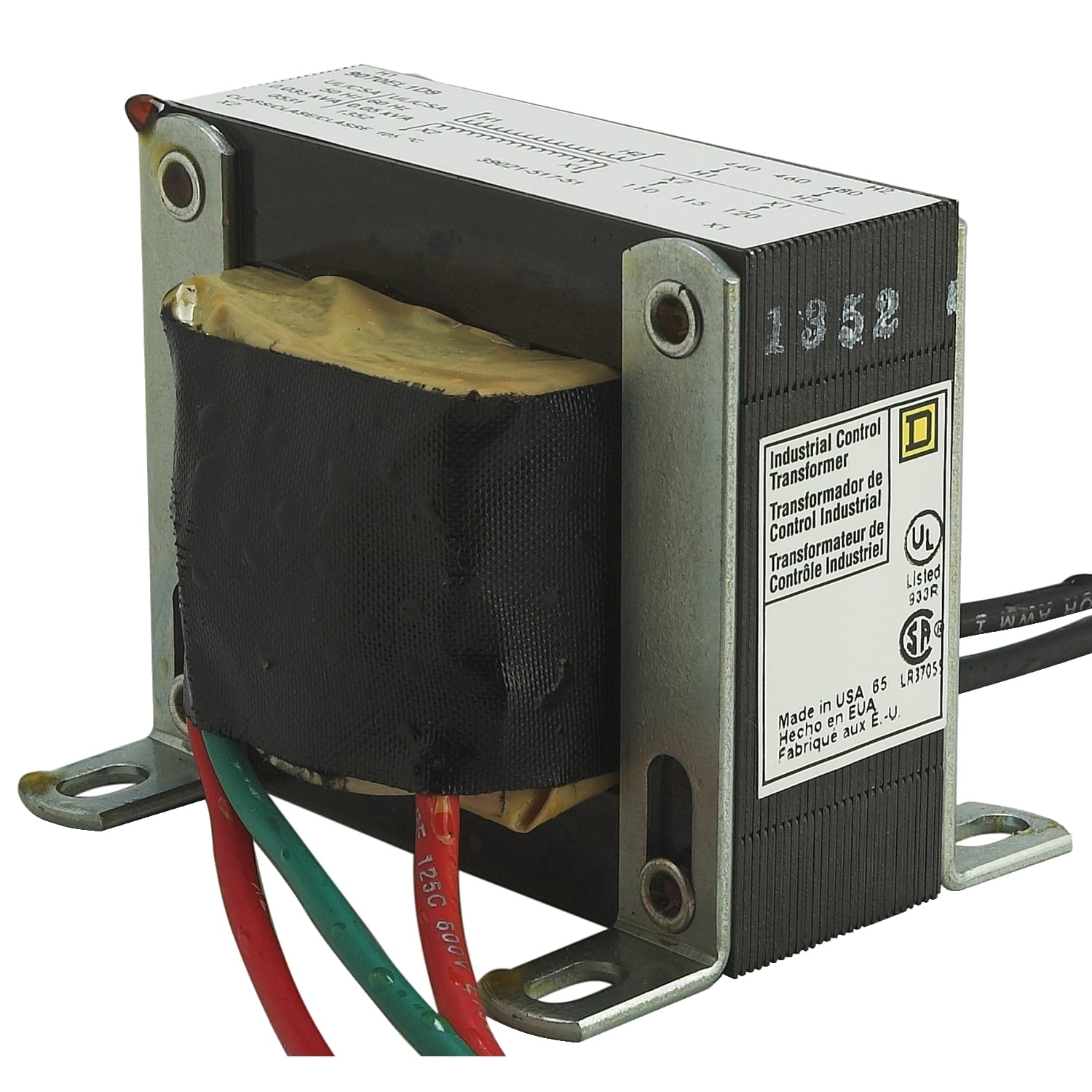 9070EL1D9 OsiSense Type EL Industrial Wire Wound Control Transformer With 24 in Lead, 440/460/480 V AC Primary, 110/115/120 VAC Secondary, 50 VA Power Rating, 50/60 Hz, 1 Phase