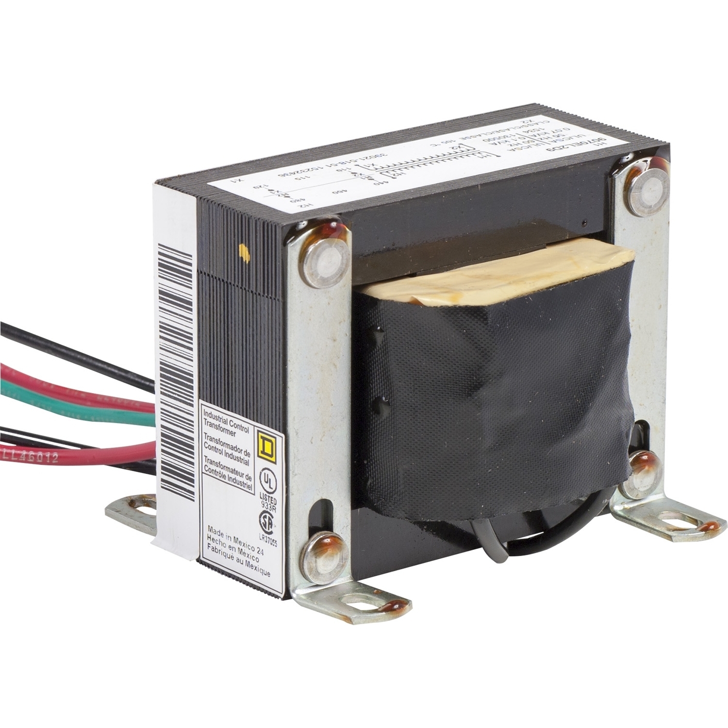 9070EL2D9 Type EL Industrial Wire Wound Control Transformer With 24 in Lead, 440/460/480 V AC Primary, 110/115/120 VAC Secondary, 100 VA Power Rating, 50/60 Hz, 1 Phase