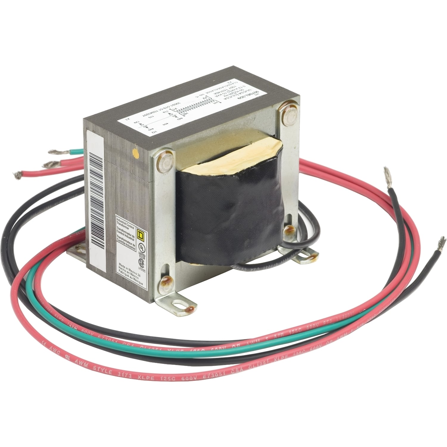 9070EL3D9 Type EL Industrial Control Transformer, 460/440/480 V AC Primary, 110/115/120 VAC Secondary, 150 VA Power Rating, 60 Hz, 1 Phase
