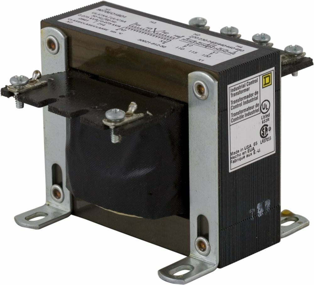 9070EO18D2 Type EO Control Transformer, 240/480 V AC Primary, 120 VAC Secondary, 75 VA Power Rating, 60/50 Hz, 1 Phase