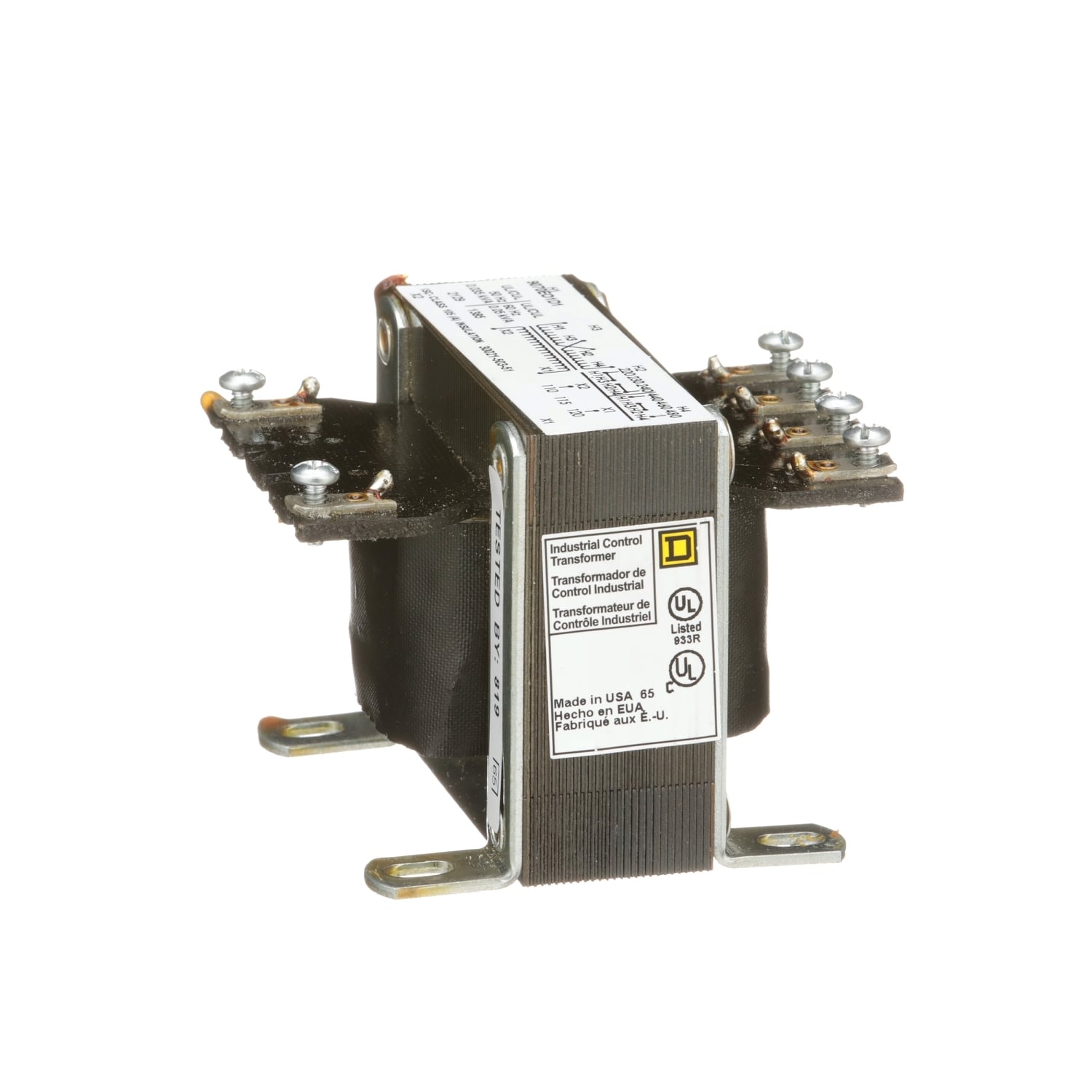 9070EO1D1 Type EO Industrial Wire Wound Control Transformer, 220/440 V AC, 230/460 V AC, 240/480 V AC Primary, 110 VAC Secondary, 50 VA Power Rating, 50/60 Hz, 1 Phase