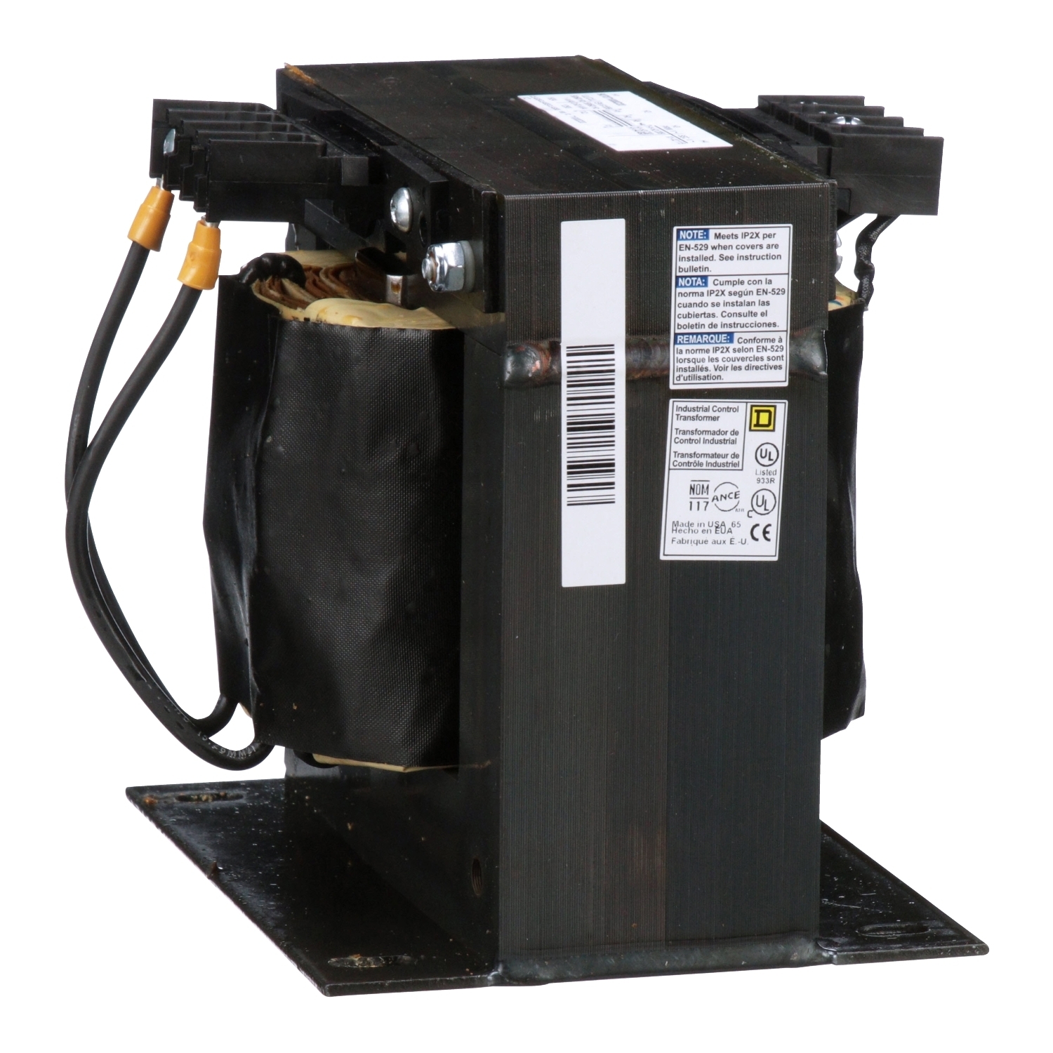9070T1000D20 Type T Industrial Control Transformer, 208/230/460 V AC Primary, 115 VAC Secondary, 630/1000 VA Power Rating, 50/60 Hz, 1 Phase