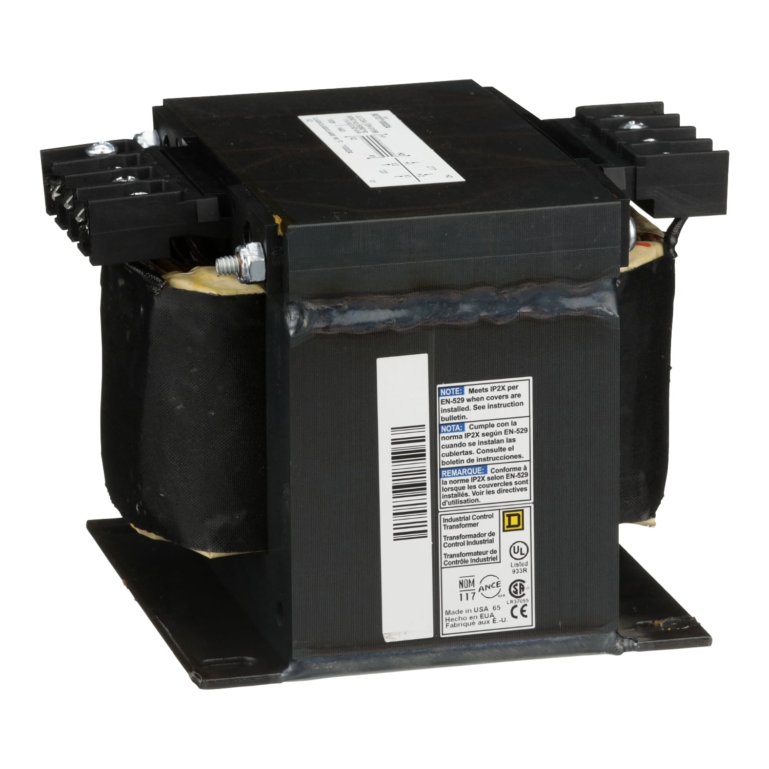 9070T1000D4 Type T Industrial Control Transformer, 277 V AC Primary, 120 VAC Secondary, 1000 VA Power Rating, 50/60 Hz, 1 Phase