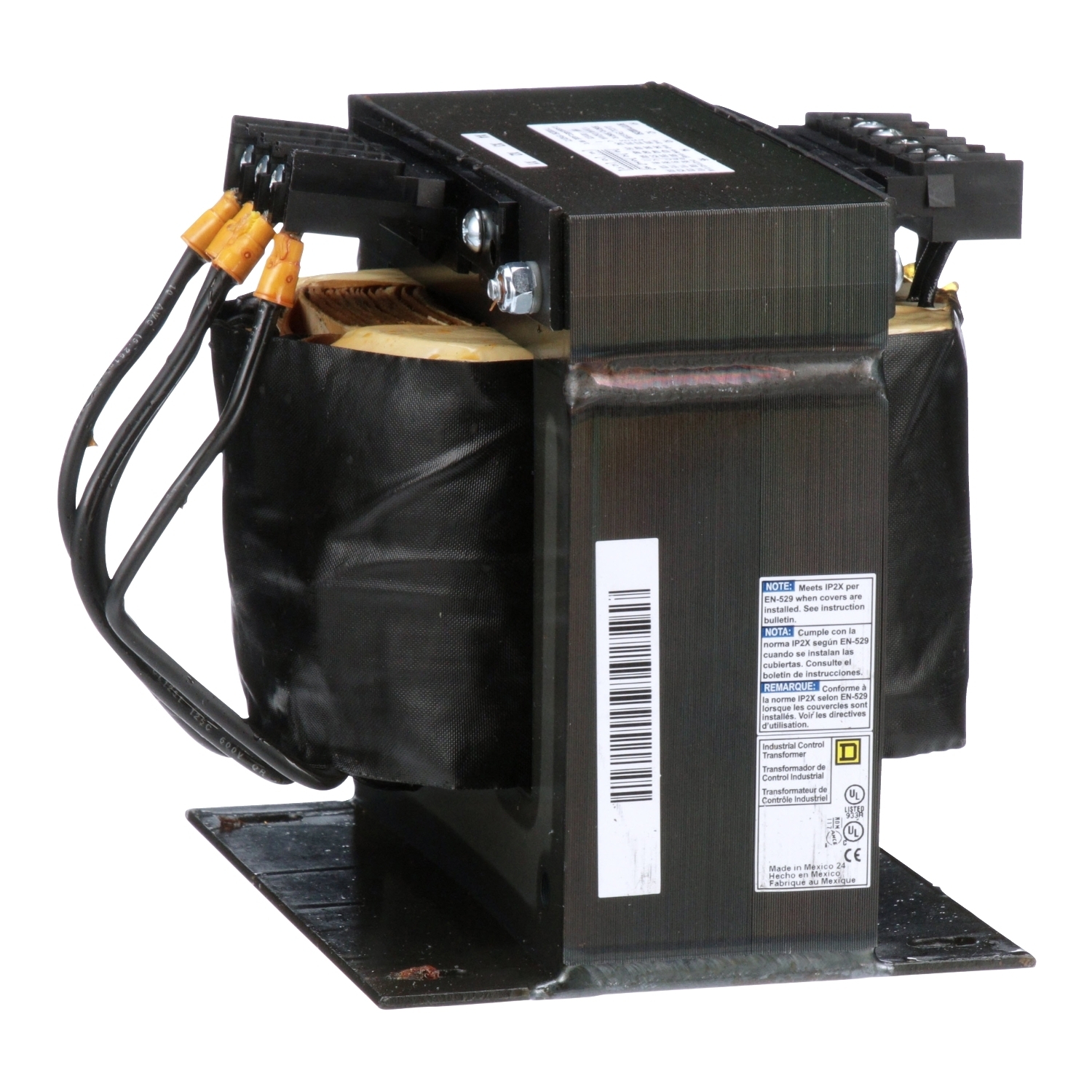 9070T1000D50 Type T Industrial Control Transformer, 240/416/480/600, 230/400/460/575, 220/380/44 V AC Primary, 99/120/130, 95/115/125, 90/110/120, 85/104/115 VAC Secondary, 1000 VA Power Rating, 50/60 Hz, 1 Phase