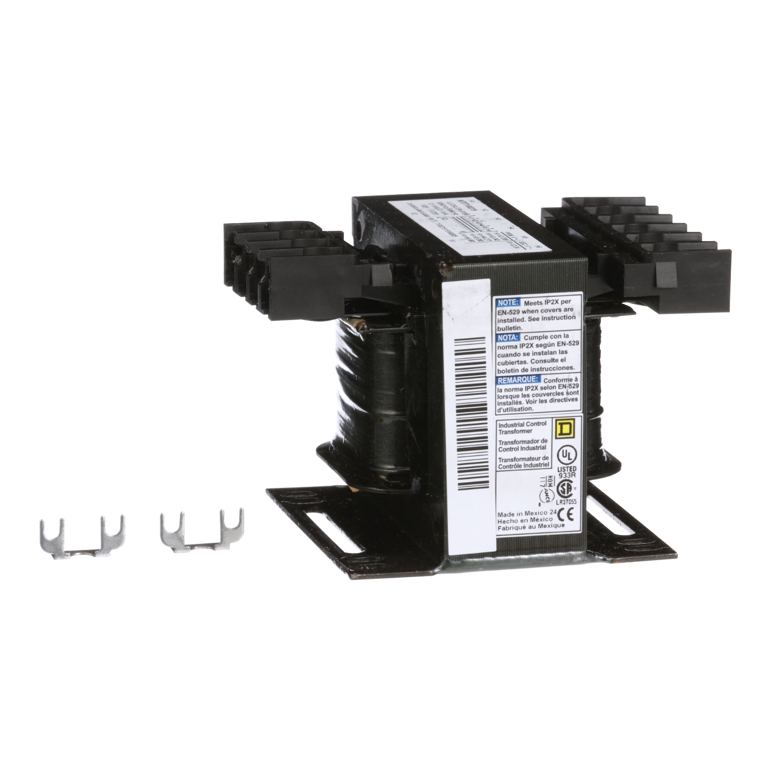 9070T100D19 Type T Industrial Control Transformer, 208/240/277/380/480 V AC Primary, 24 VAC Secondary, 100 VA Power Rating, 50/60 Hz, 1 Phase