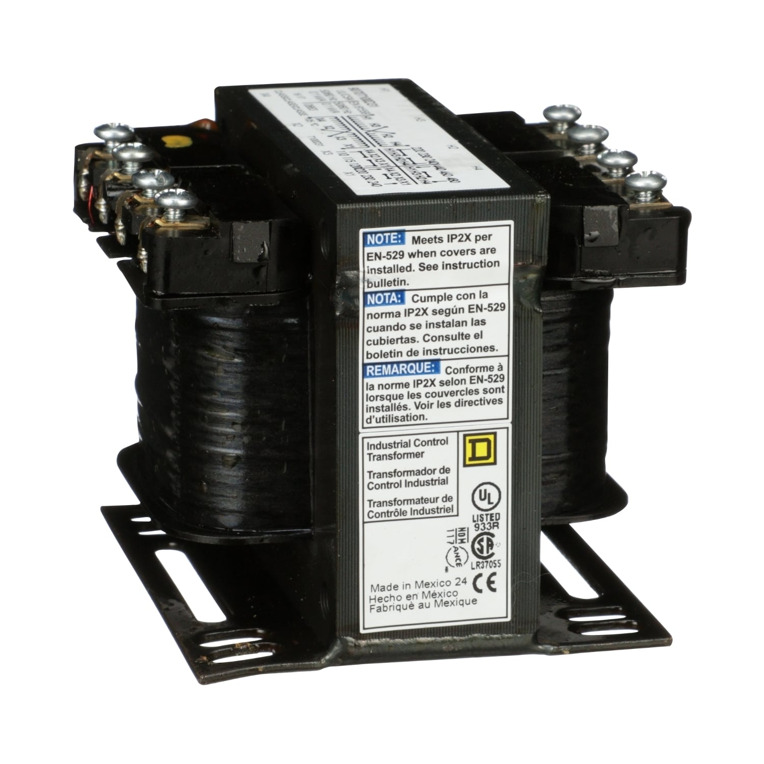 9070T100D31 Type T Industrial Control Transformer, 220/440 V AC, 230/460 V AC, 240/480 V AC Primary, 110/220 VAC, 115/230 VAC, 120/240 VAC Secondary, 100 VA Power Rating, 50/60 Hz, 1 Phase