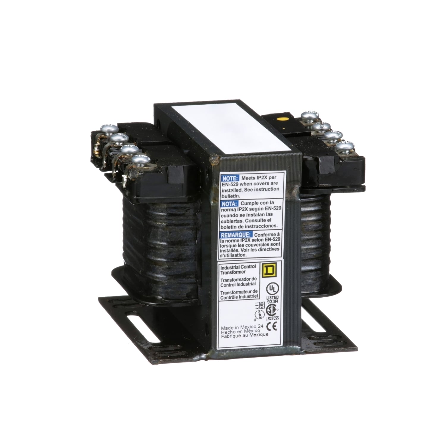 9070T100D54 Type T Control Transformer, 120/240 V AC Primary, 12/24 VAC Secondary, 100 VA Power Rating, 50/60 Hz, 1 Phase