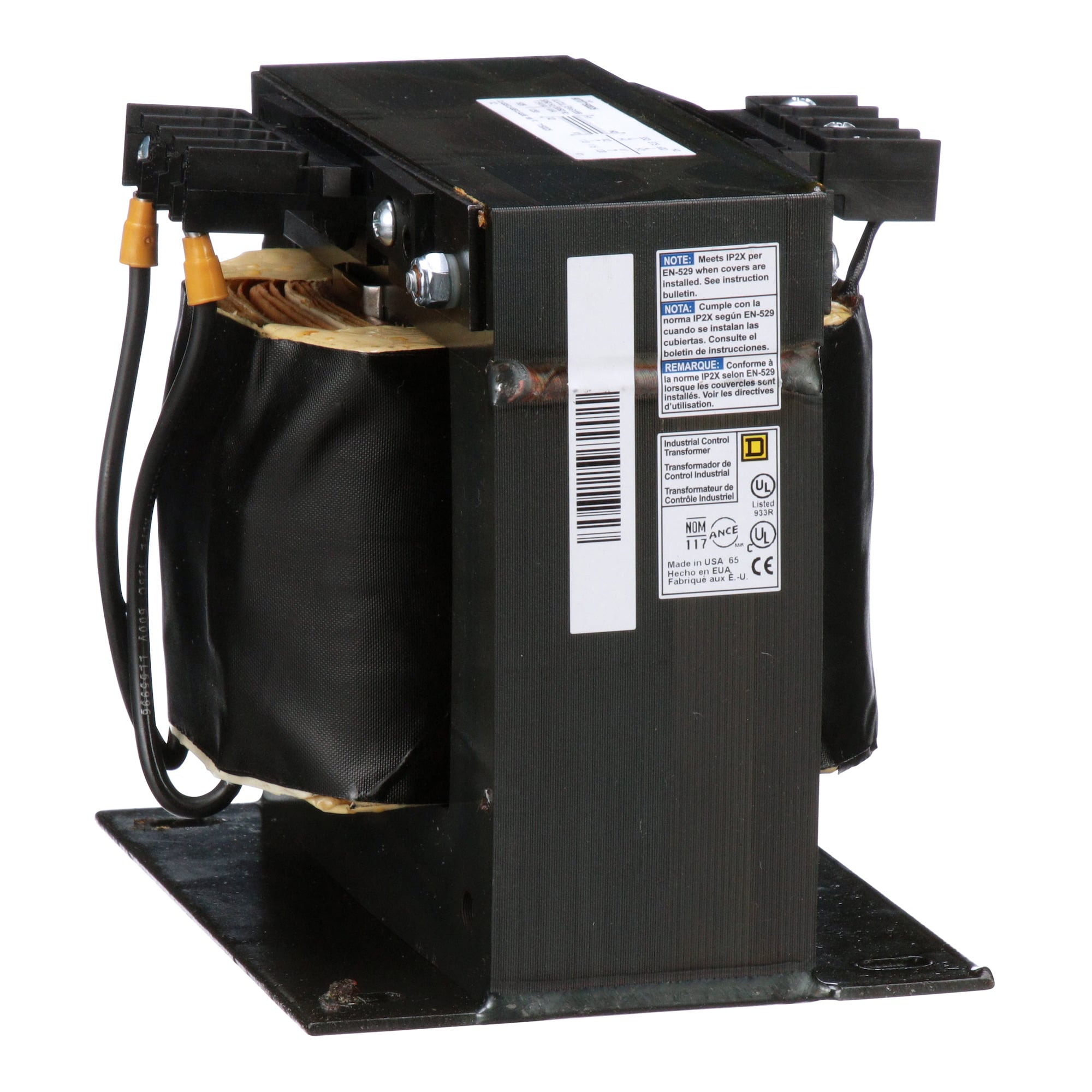 9070T1500D12 Type T Control Transformer, 480 V AC Primary, 240 VAC Secondary, 1500 VA Power Rating, 50/60 Hz, 1 Phase