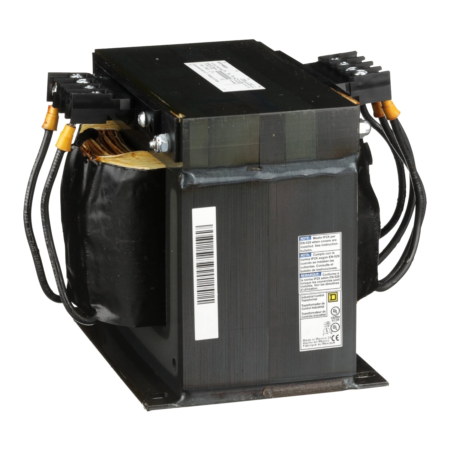 9070T1500D20 Type T Industrial Control Transformer, 208/230/460 V AC Primary, 115 VAC Secondary, 1000/1500 VA Power Rating, 50/60 Hz, 1 Phase