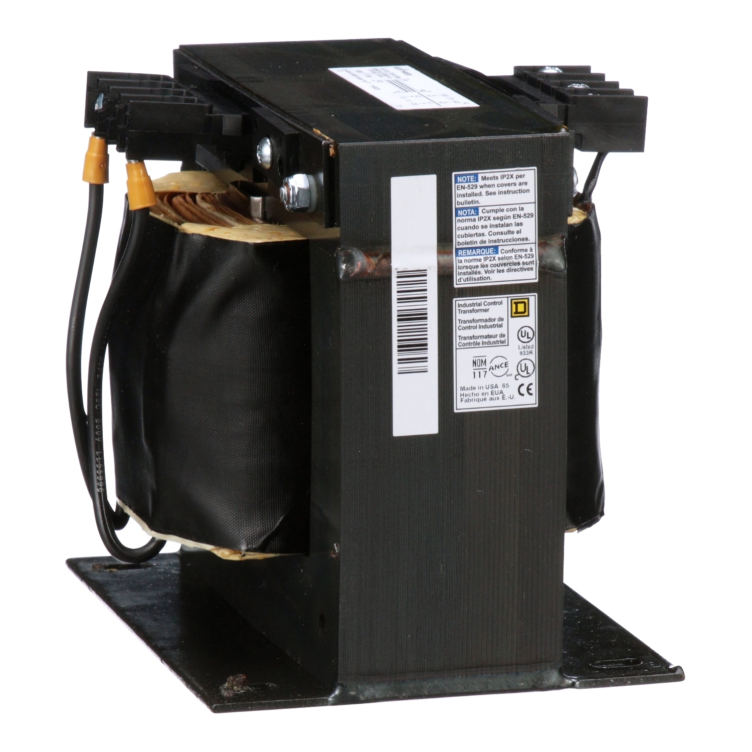 9070T1500D32 Type T Control Transformer, 230/460/575 V AC Primary, 95/115 VAC Secondary, 1500 VA Power Rating, 50/60 Hz, 1 Phase