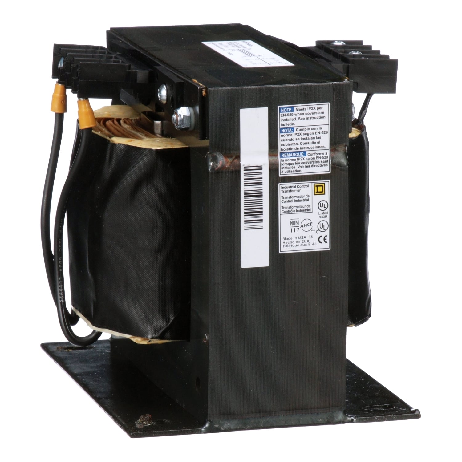 9070T1500D33 Control Transformer, 380/400/415 V AC Primary, 115/230 VAC Secondary, 1500 VA Power Rating, 50/60 Hz, 1 Phase