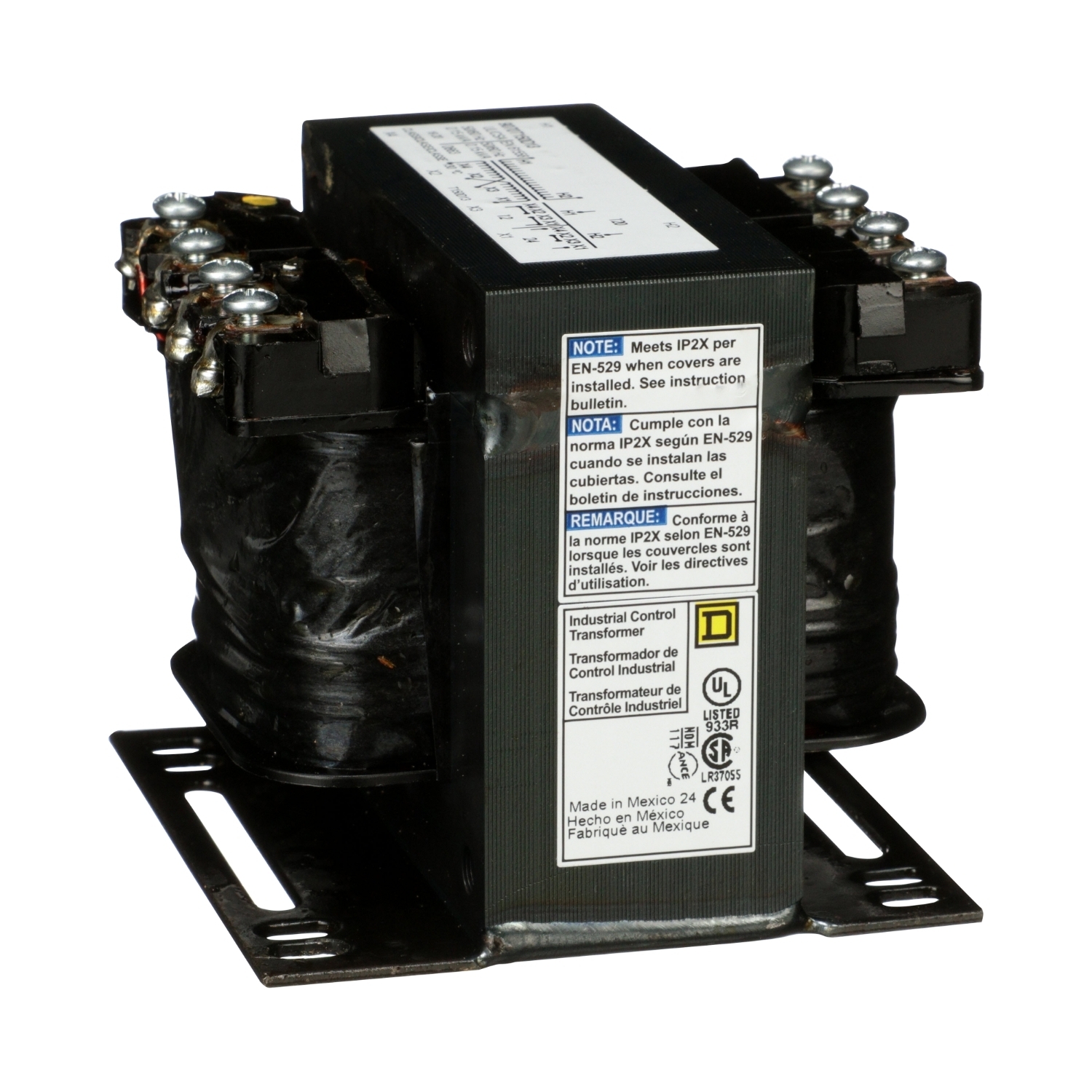 9070T150D13 Type T Industrial Control Transformer, 120/120/12/24 V AC Primary, 12/24 VAC Secondary, 150 VA Power Rating, 50/60 Hz, 1 Phase