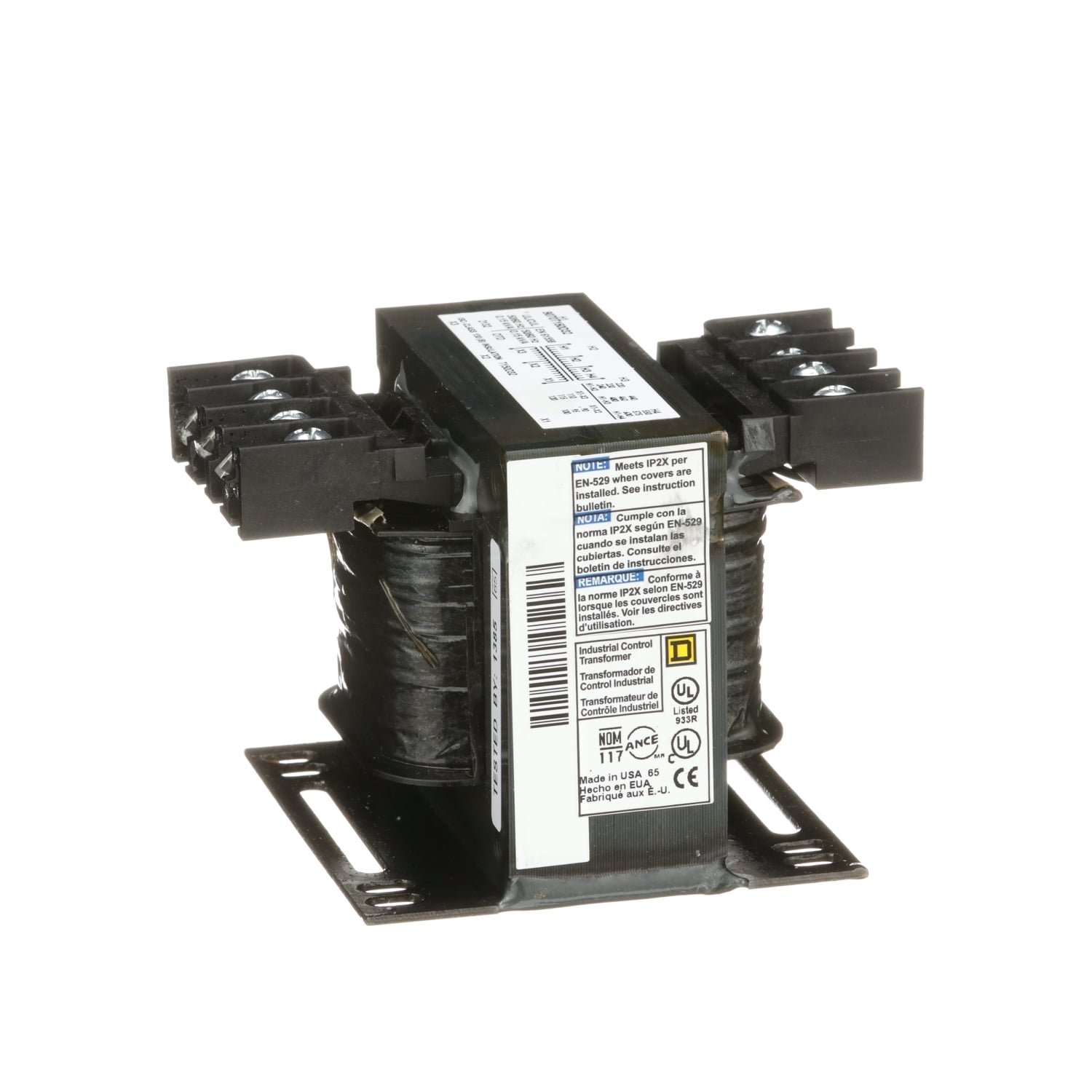 9070T150D32 Type T Industrial Open Style Control Transformer, 230/460/575 V AC Primary, 95/115 VAC Secondary, 150 VA Power Rating, 50/60 Hz, 1 Phase