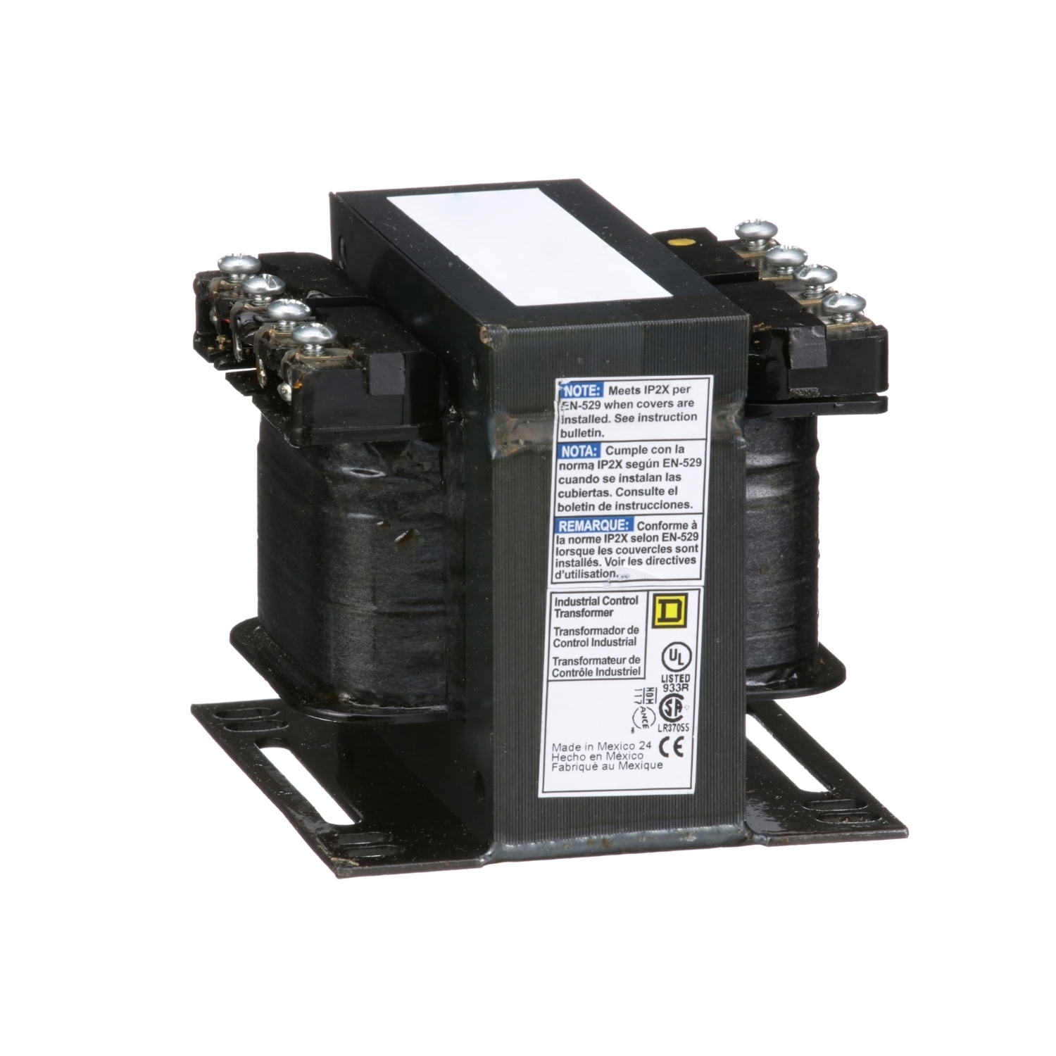 9070T150D36 Type T Control Transformer, 600 V AC Primary, 12/24 VAC Secondary, 150 VA Power Rating, 50/60 Hz, 1 Phase