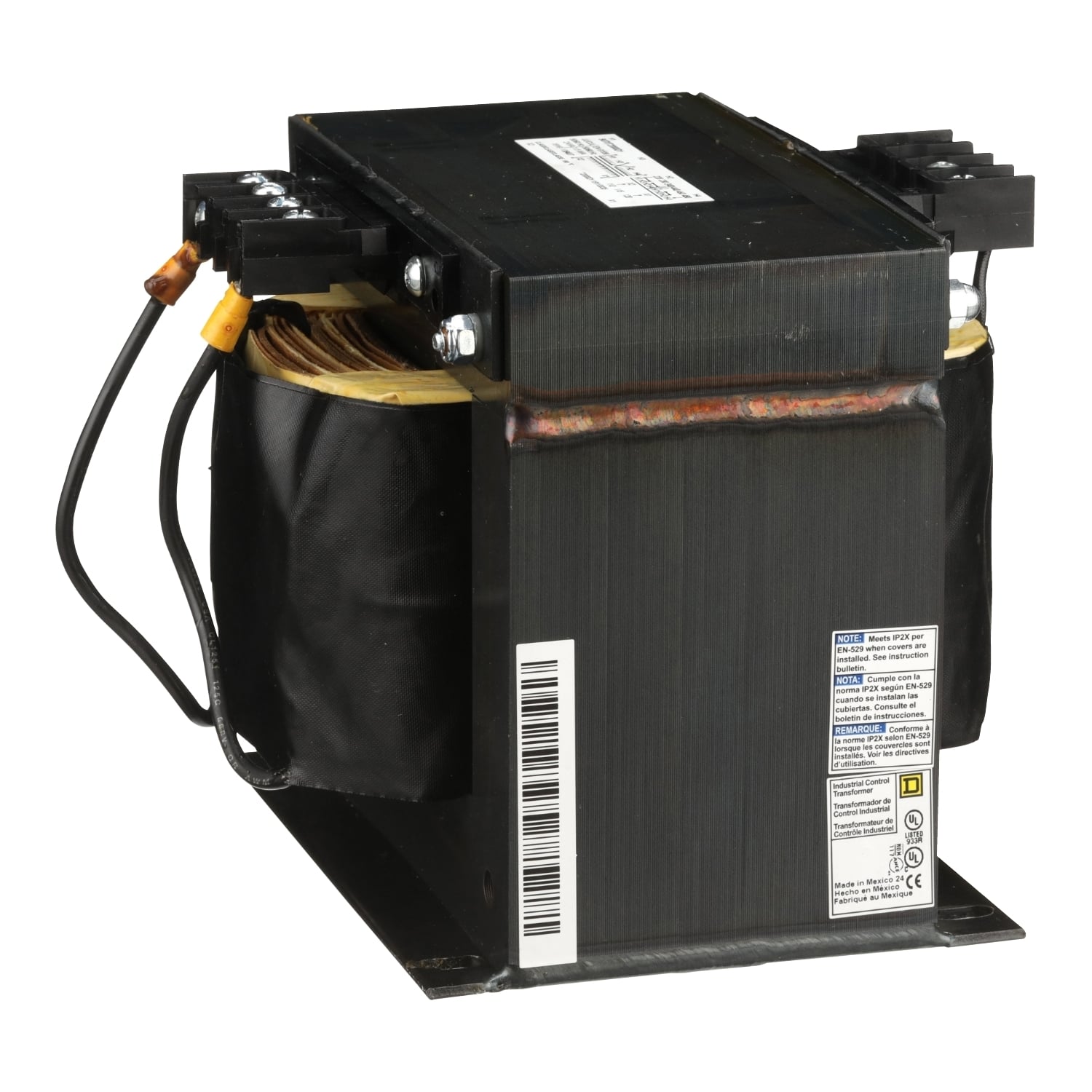 9070T2000D1 Type T Industrial Control Transformer, 240 x 480, 230 x 460, 220 x 440 V AC Primary, 110/115/120 VAC Secondary, 2000 VA Power Rating, 50/60 Hz, 1 Phase