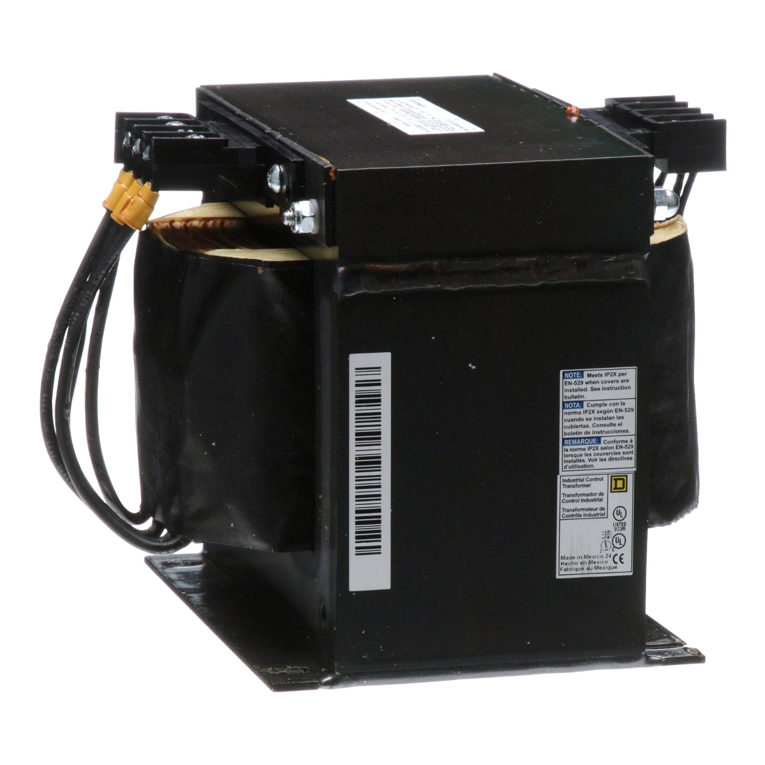 9070T2000D31 Type T Industrial Open Style Control Transformer, 220/480 V AC Primary, 110/240 VAC Secondary, 2000 VA Power Rating, 50/60 Hz, 1 Phase