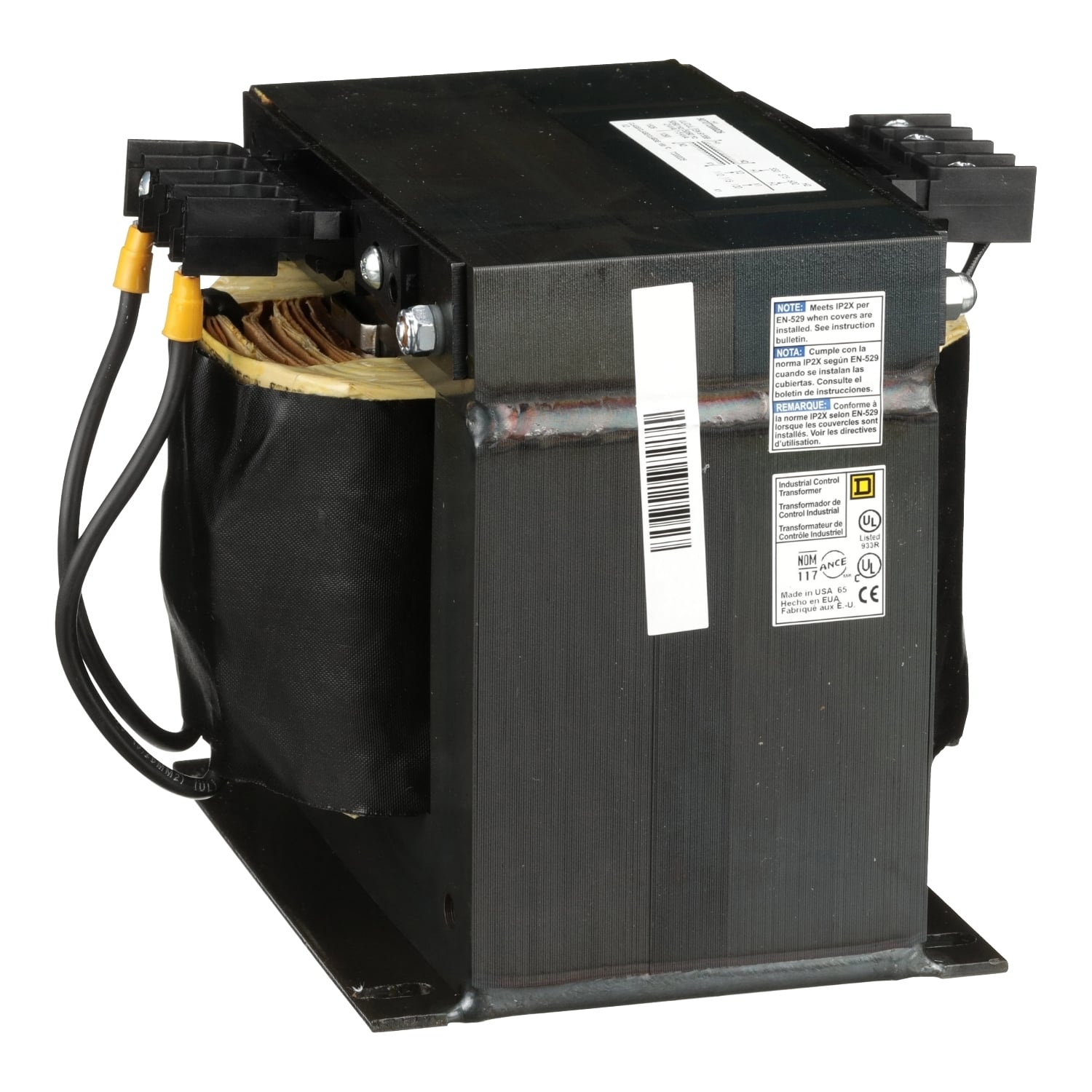 9070T2000D5 Type T Industrial Control Transformer, 550/575/600 V AC Primary, 110/115/120 VAC Secondary, 2000 VA Power Rating, 50/60 Hz, 1 Phase
