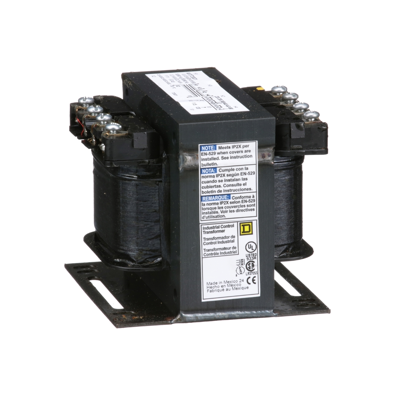 9070T200D1 Type T Industrial Open Style Control Transformer, 220/230/240/440/460/480 V AC Primary, 110/115/120 VAC Secondary, 200 VA Power Rating, 50/60 Hz, 1 Phase