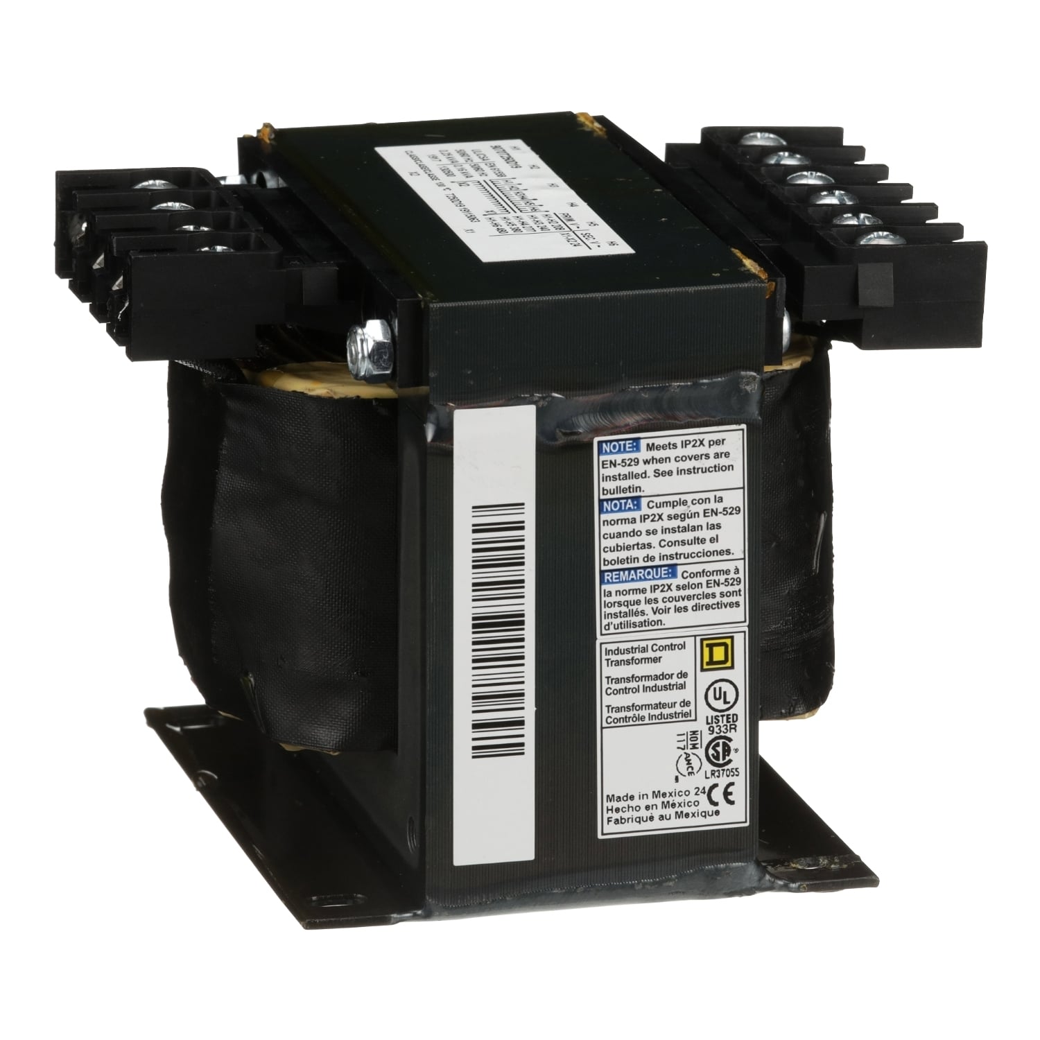 9070T250D19 Type T Industrial Control Transformer, 208/240/277/380/480 V AC Primary, 24 VAC Secondary, 160/250 VA Power Rating, 50/60 Hz, 1 Phase