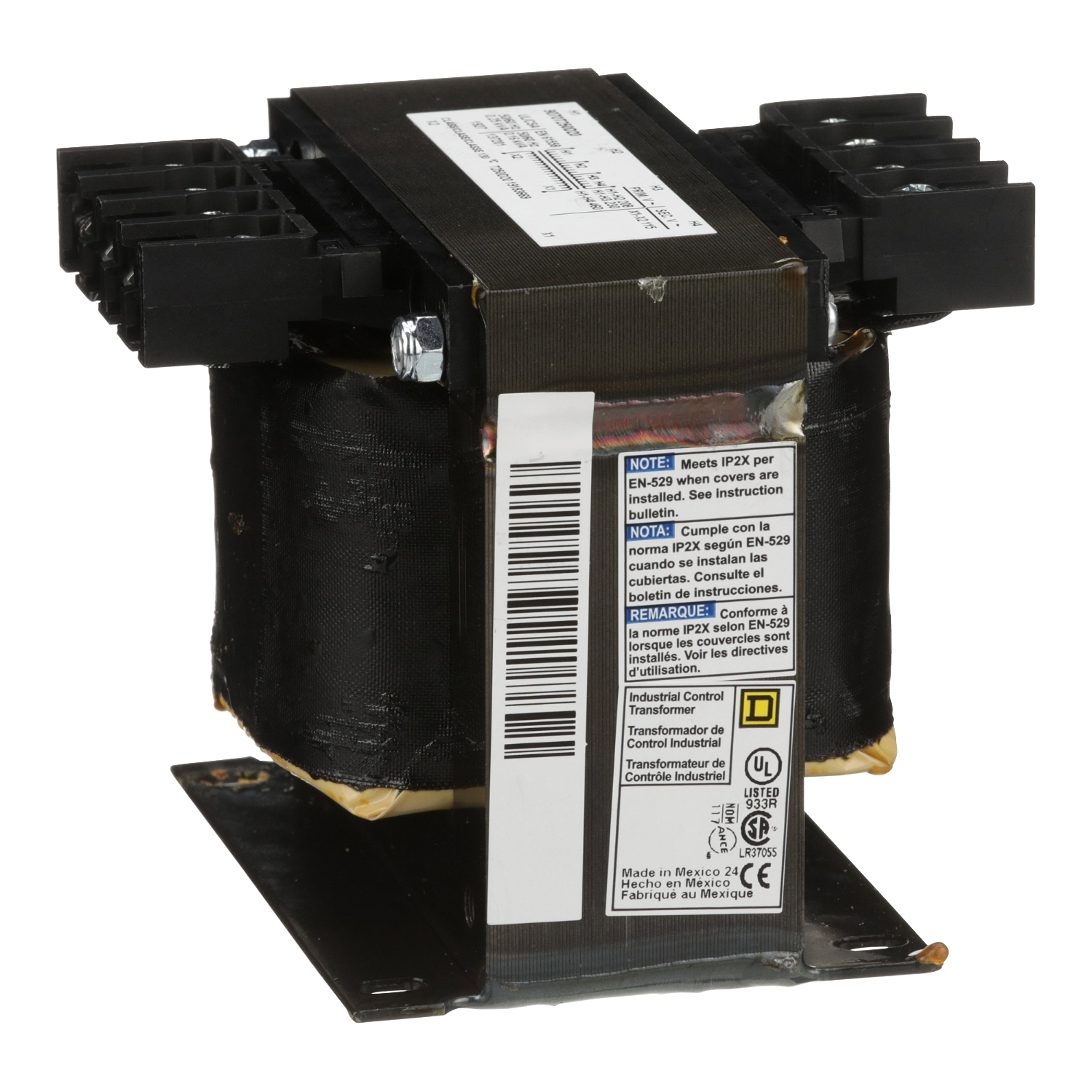 9070T250D20 Type T Industrial Control Transformer, 208/230/460 V AC Primary, 115 VAC Secondary, 160/250 VA Power Rating, 50/60 Hz, 1 Phase