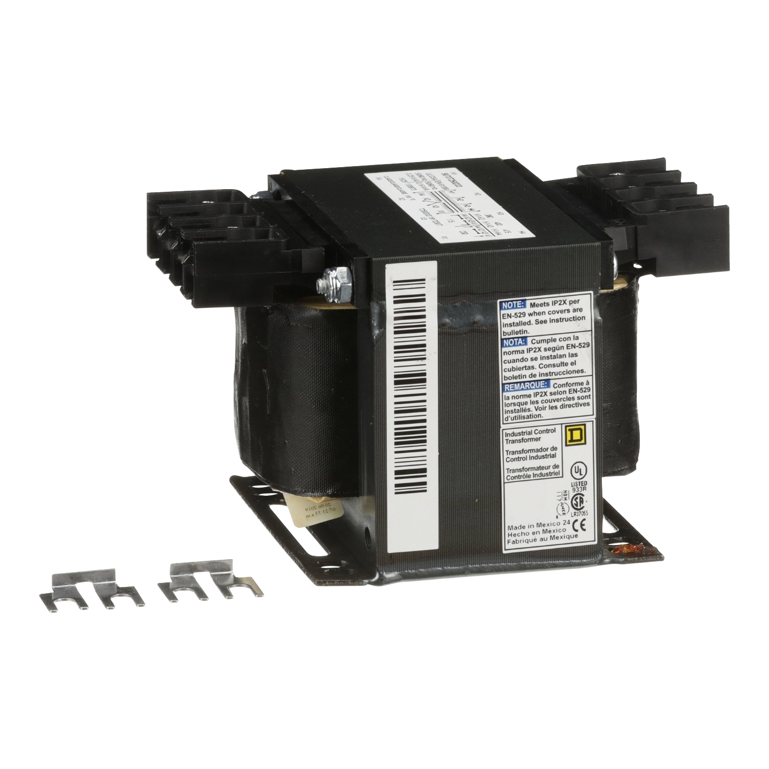 9070T250D33 Type T Industrial Control Transformer, 380/400/415 V AC Primary, 115/230 VAC Secondary, 160/250 VA Power Rating, 50/60 Hz, 1 Phase