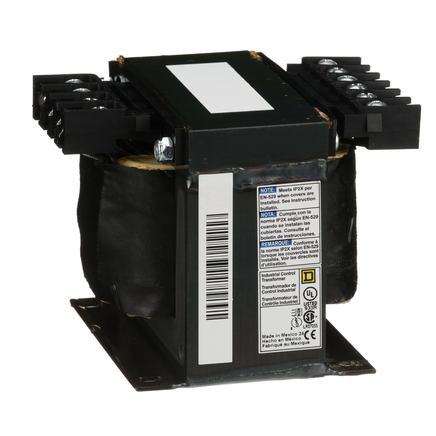 9070T250D50 Type T Industrial Control Transformer, 240/416/480/600, 230/400/460/575, 220/380/44 V AC Primary, 99/120/130, 95/115/125, 90/110/120, 85/104/115 VAC Secondary, 250 VA Power Rating, 50/60 Hz, 1 Phase