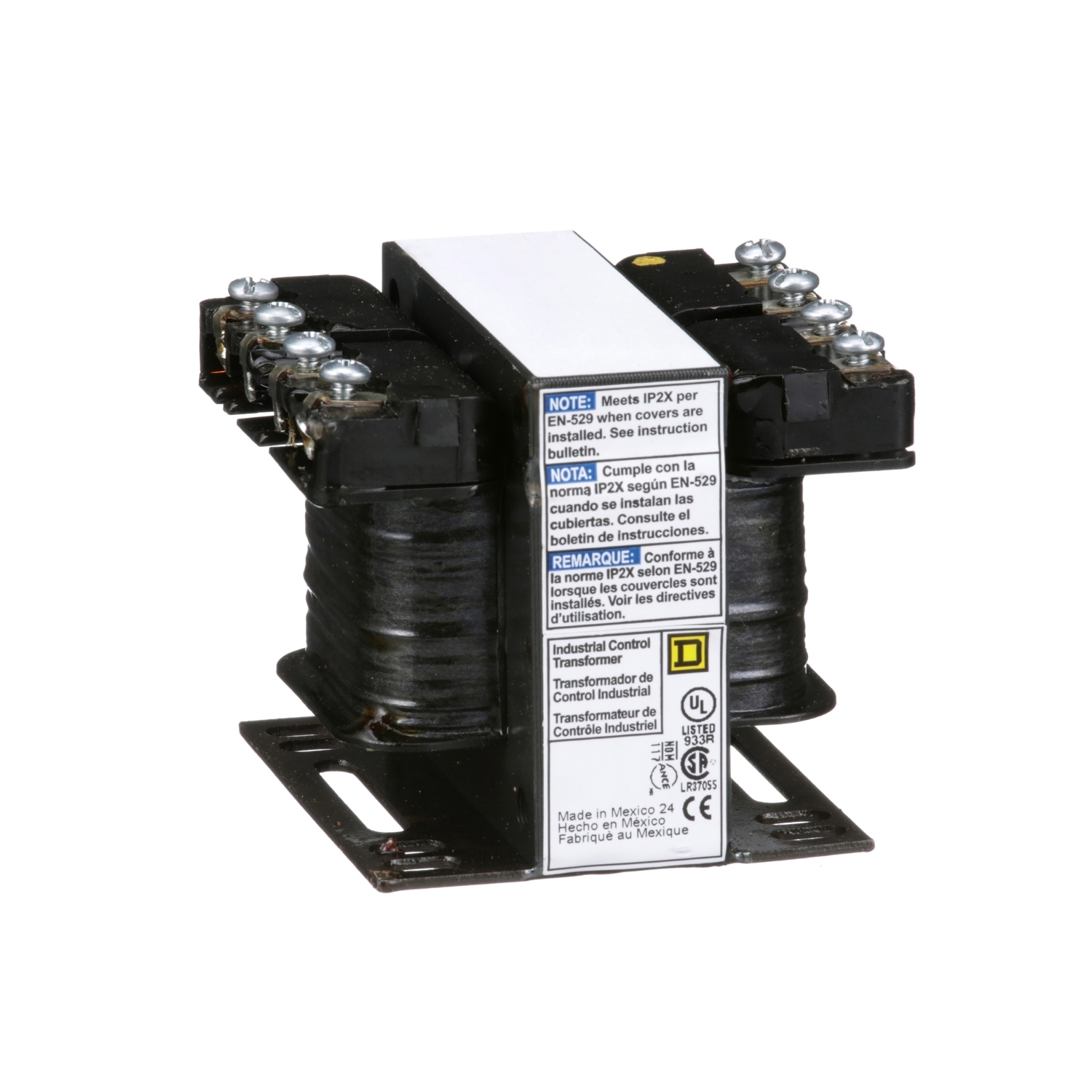 9070T25D1 Type T Industrial Control Transformer, 220/440 V AC, 230/460 V AC, 240/480 V AC Primary, 110/115/120 VAC Secondary, 25 VA Power Rating, 50/60 Hz, 1 Phase
