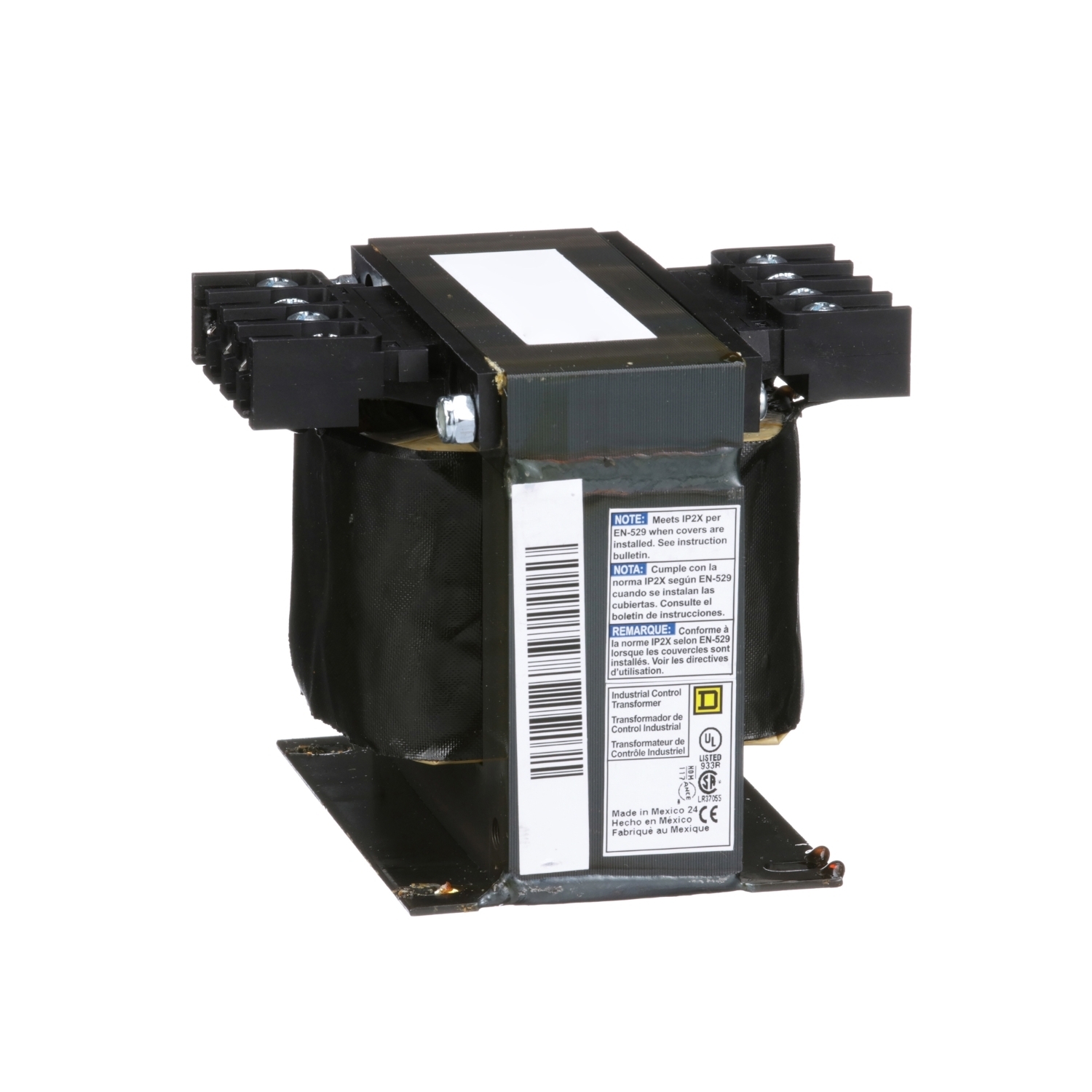 9070T300D3 Type T Industrial Control Transformer, 208 V AC Primary, 120 VAC Secondary, 300 VA Power Rating, 50/60 Hz, 1 Phase