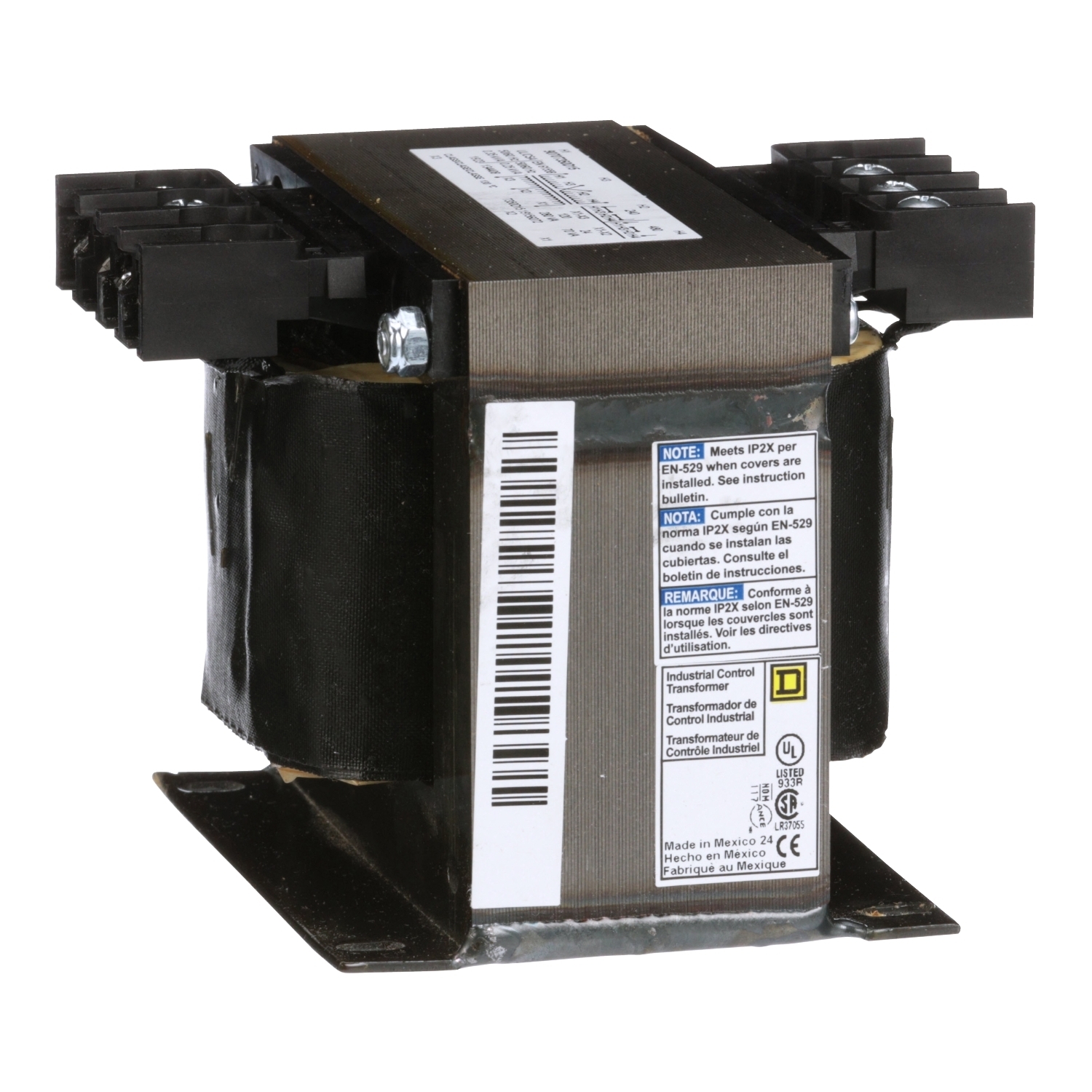 9070T350D15 Type T Industrial Control Transformer, 240 x 480 V AC Primary, 24/120 VAC Secondary, 350 VA Power Rating, 50/60 Hz, 1 Phase