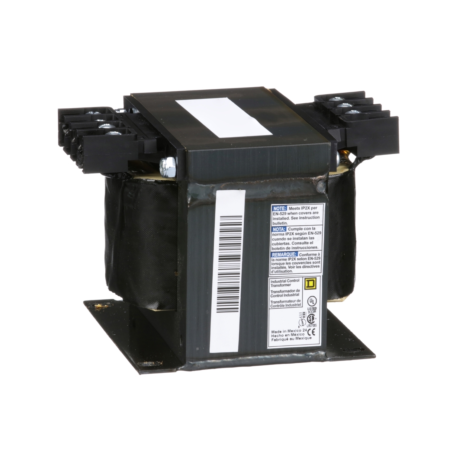 9070T500D14 Type T Control Transformer, 208 V AC Primary, 24 VAC Secondary, 500 VA Power Rating, 50/60 Hz, 1 Phase