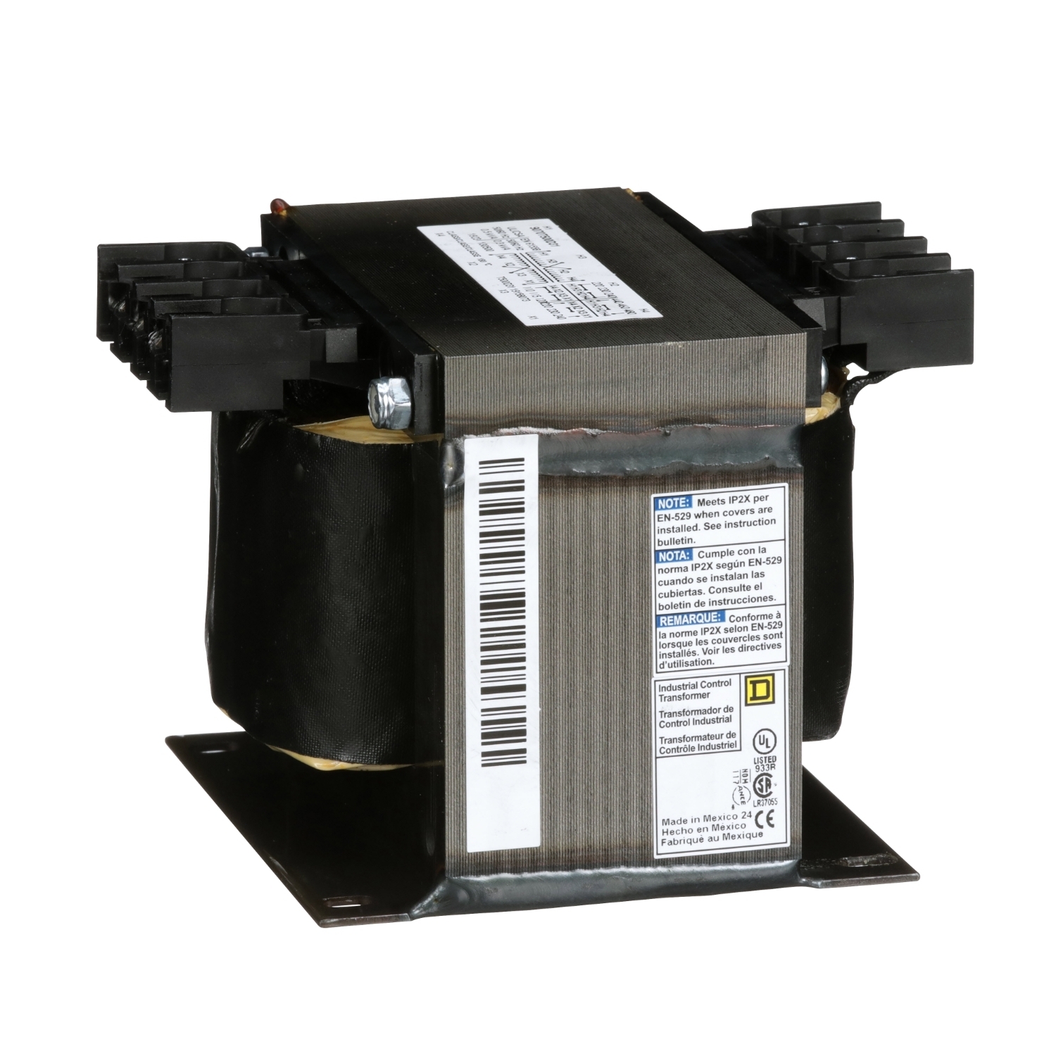 9070T500D31 Type T Industrial Open Style Control Transformer, 240 x 480, 230 x 460, 220 x 440 V AC Primary, 115/230/120/240/110/220 VAC Secondary, 300/500 VA Power Rating, 50/60 Hz, 1 Phase