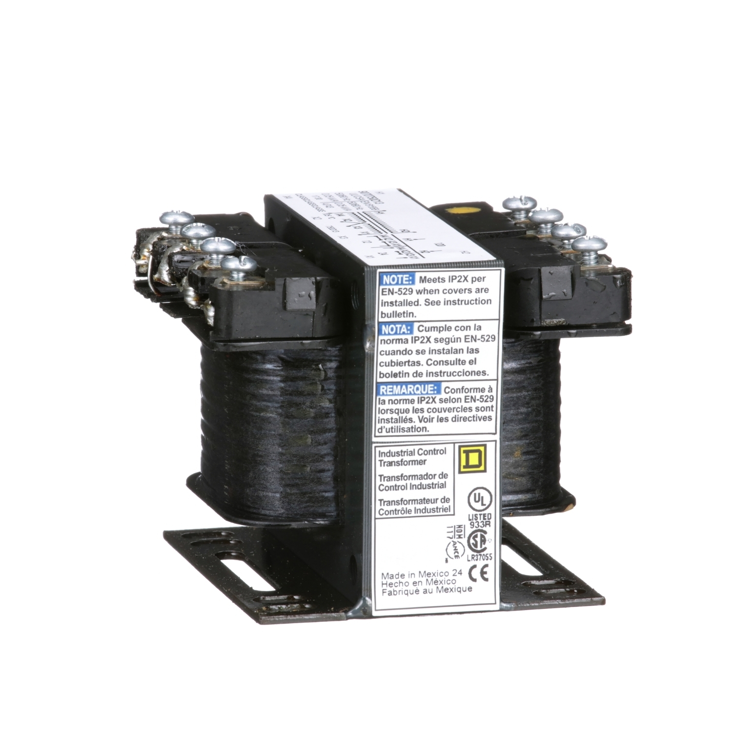 9070T50D13 Type T Open Style Industrial Control Transformer, 120 V AC Primary, 12/24 VDC Secondary, 50 VA Power Rating, 50/60 Hz, 1 Phase