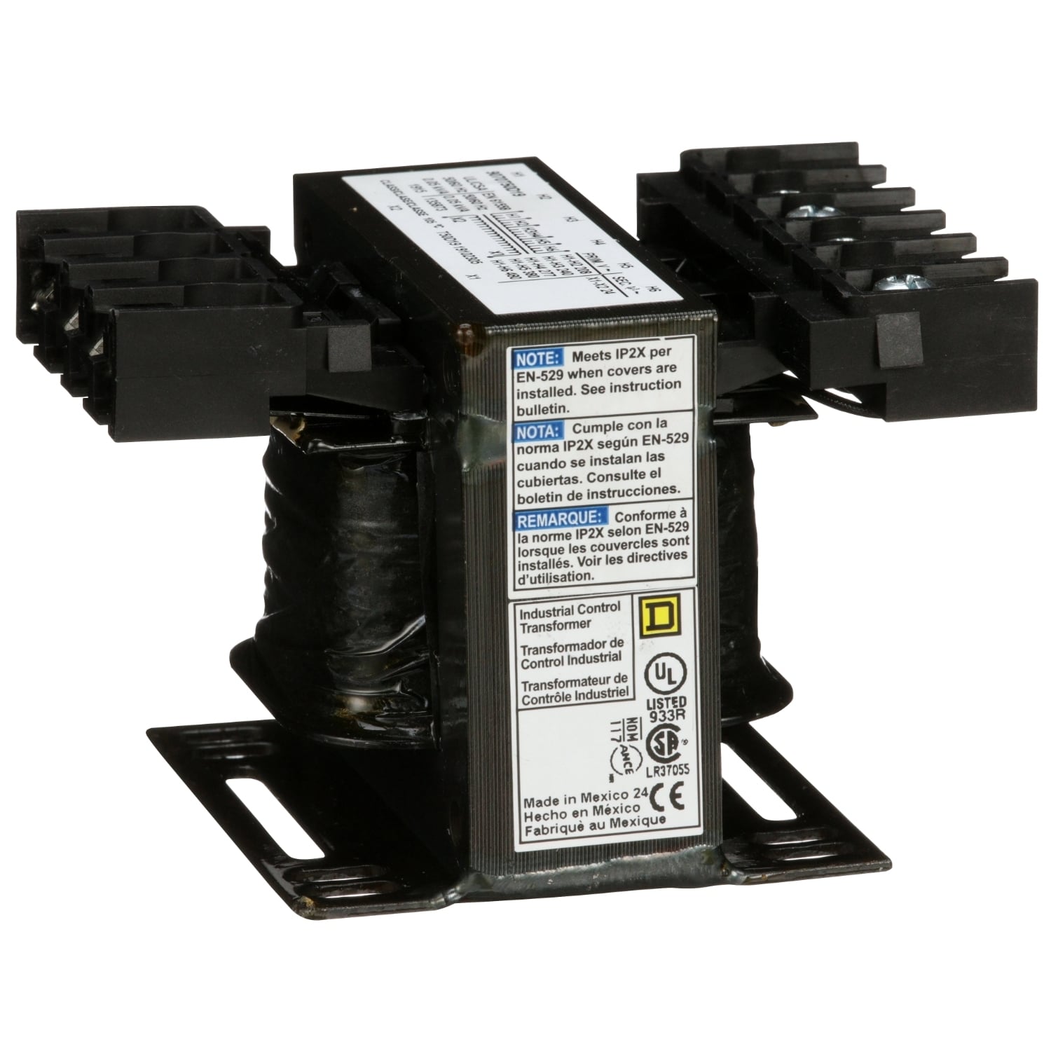 9070T50D19 Industrial Control Transformer, 208/240/277/380/480 V AC Primary, 24 VAC Secondary, 50 VA Power Rating, 50/60 Hz, 1 Phase